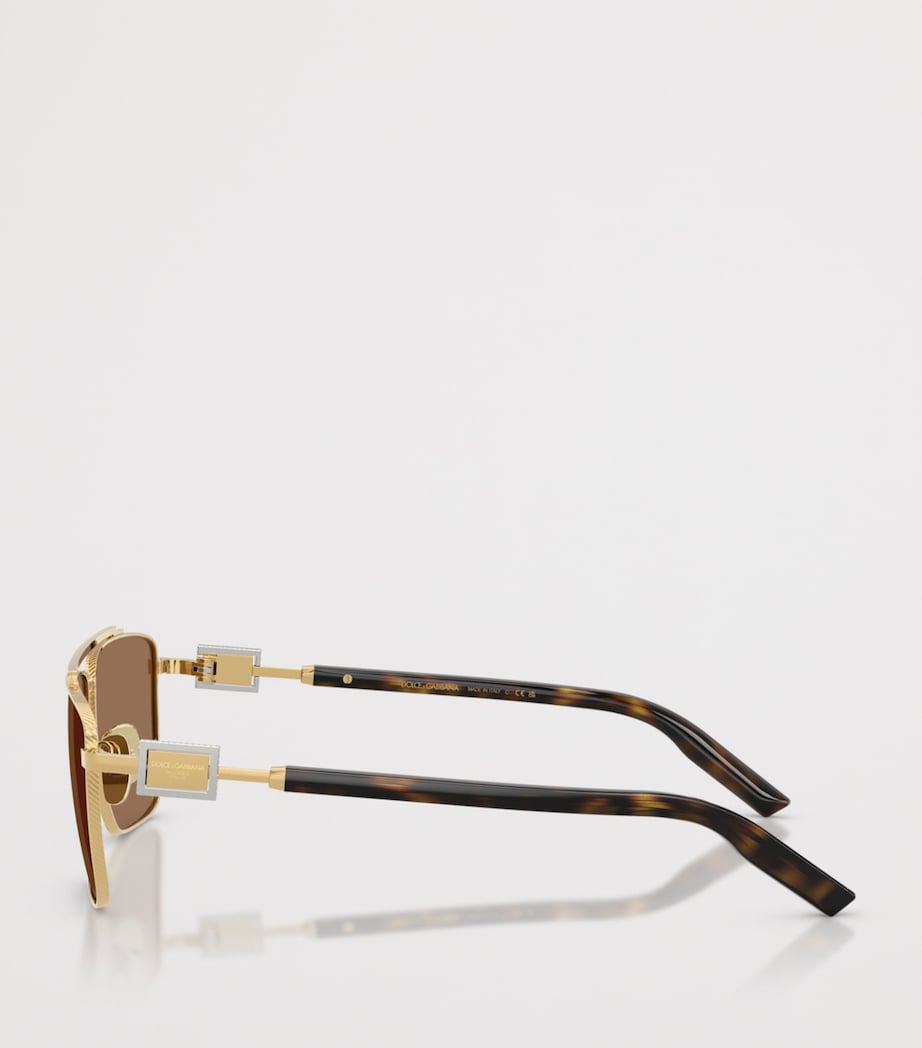 Dolce&Gabbana Metal Square Sunglasses Gold Image 3