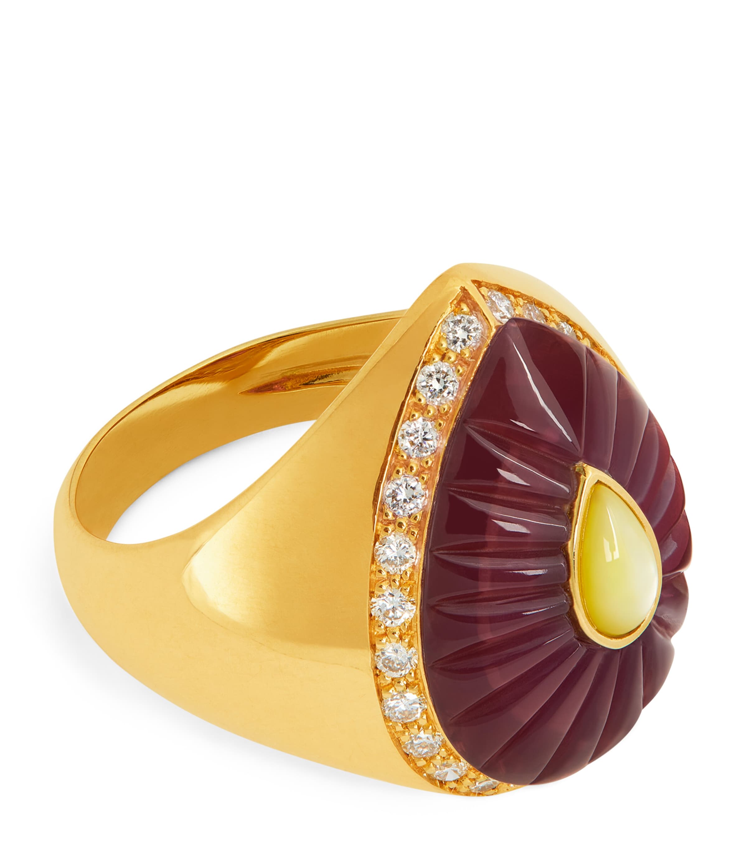 L'atelier Nawbar Yellow Gold, Diamond And Amethyst Bond Street Pinky Ring In Gold