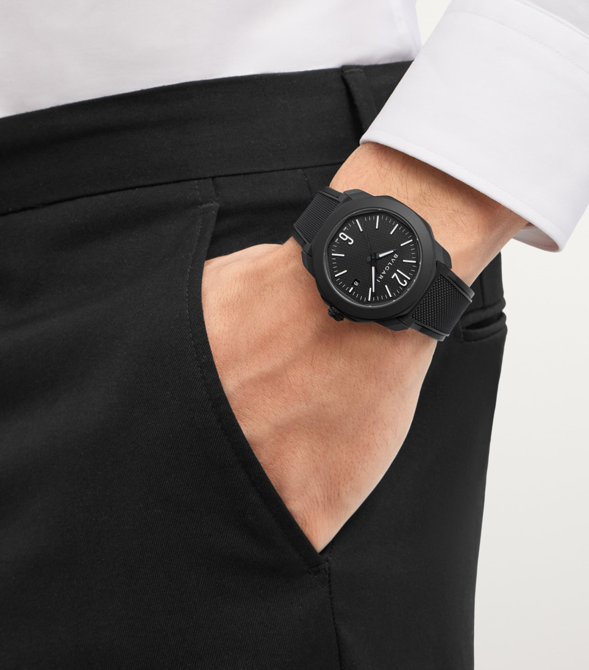 Stainless Steel Octo Roma Watch 41mm BLACK Image 4