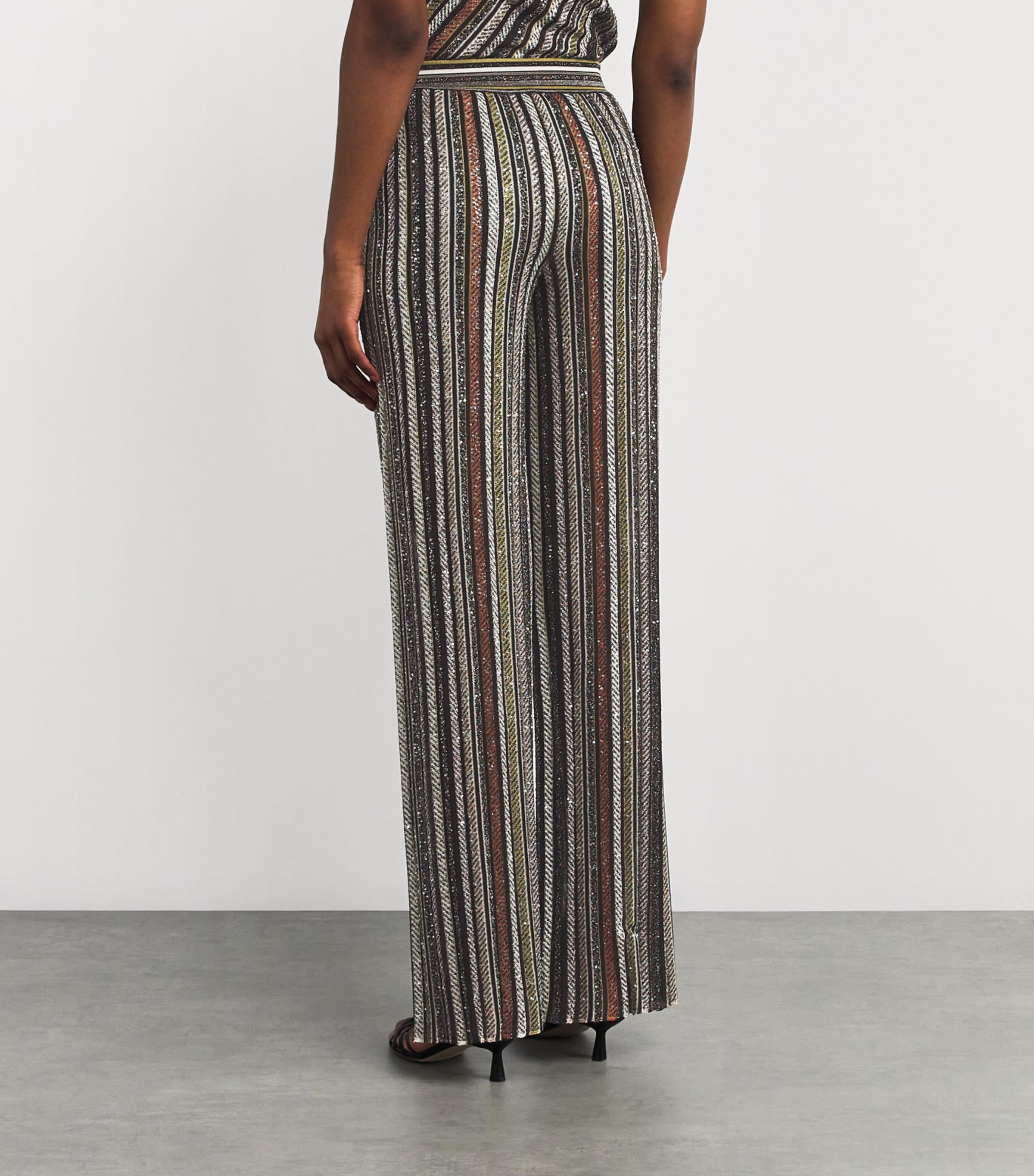 Knitted Stripe Wide-Leg Trousers SM9T5 MULTI NATURALS Image 4