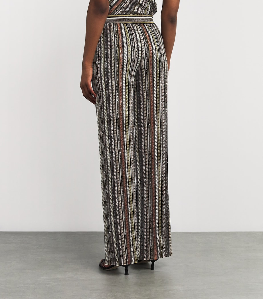 Knitted Stripe Wide-Leg Trousers SM9T5 MULTI NATURALS Image 4