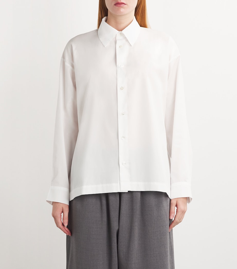 Cotton Slim Shirt with Collar WHITE Image 3