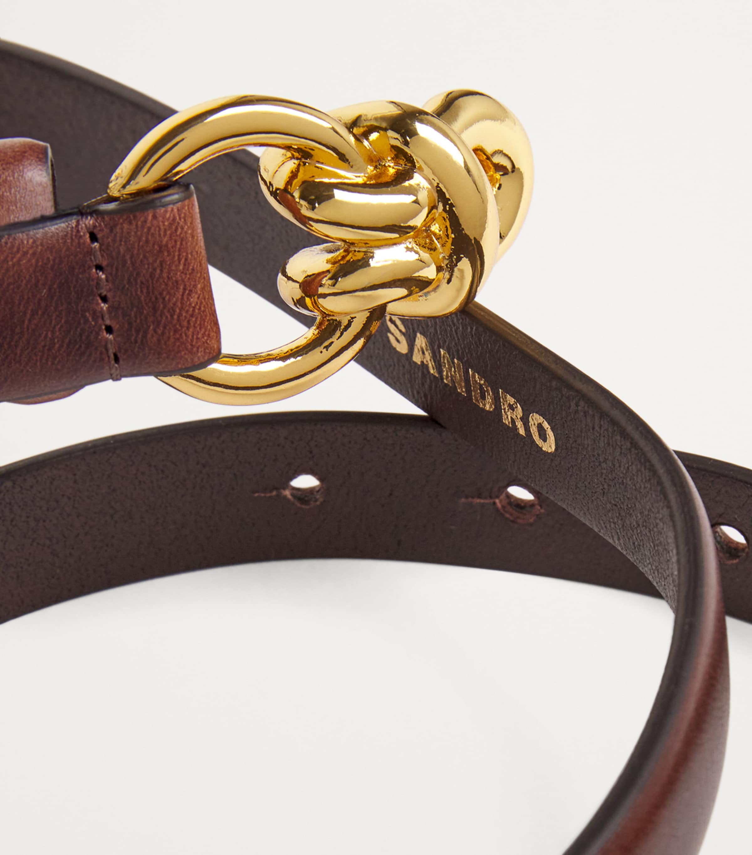 Sandro leather & metal chain clasp belt Leather belt black / gray For Women | Sandro Paris main image 2