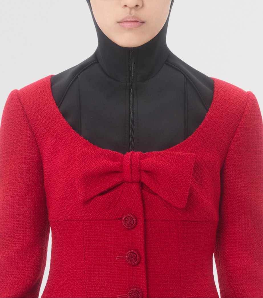 Virgin Wool-Blend Bow Blazer R9M Image 2