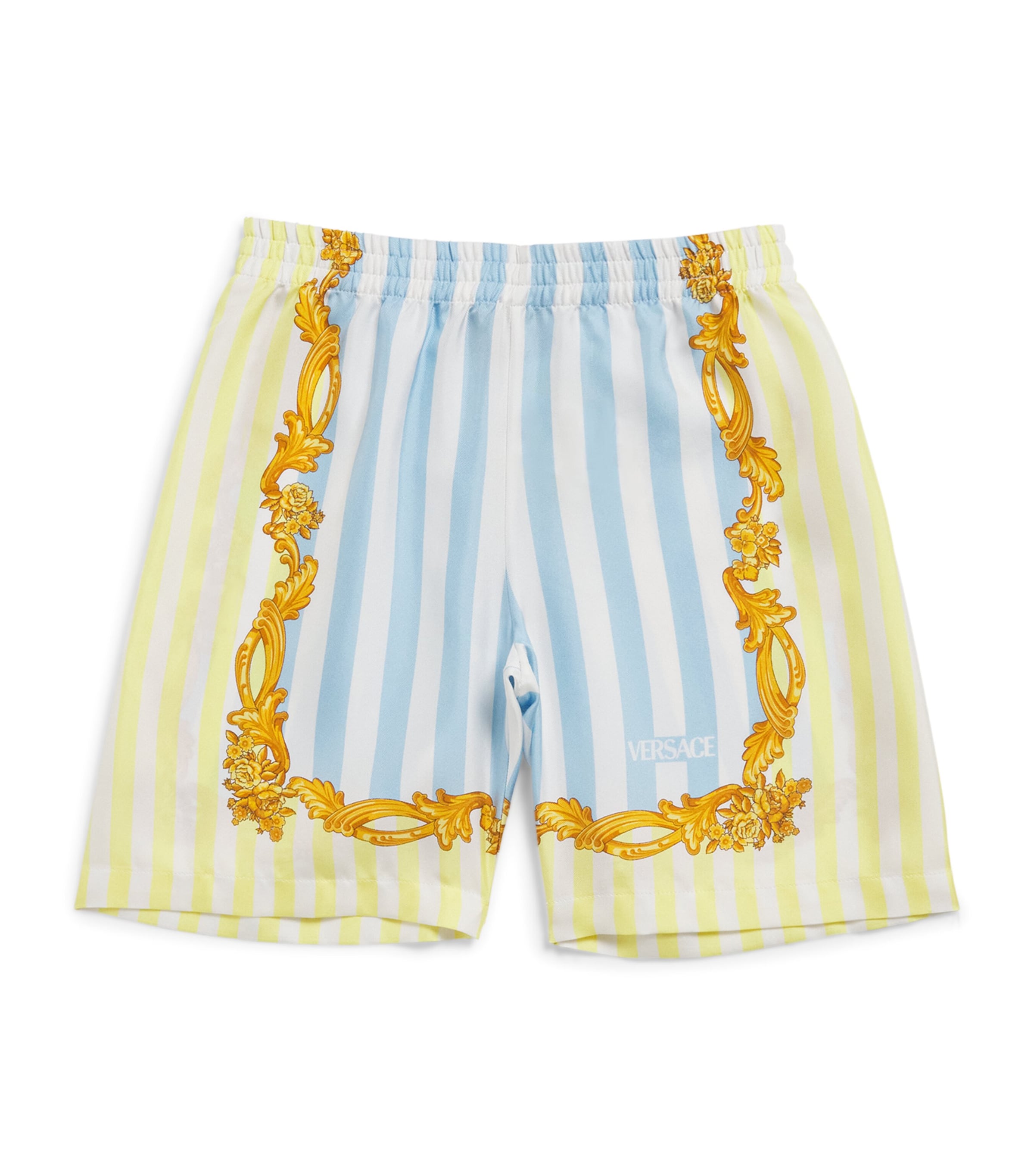 Silk Barocco Pinstripe Shorts (1-5 Years) 5UF40-95BLUE+YELLOW Image 1