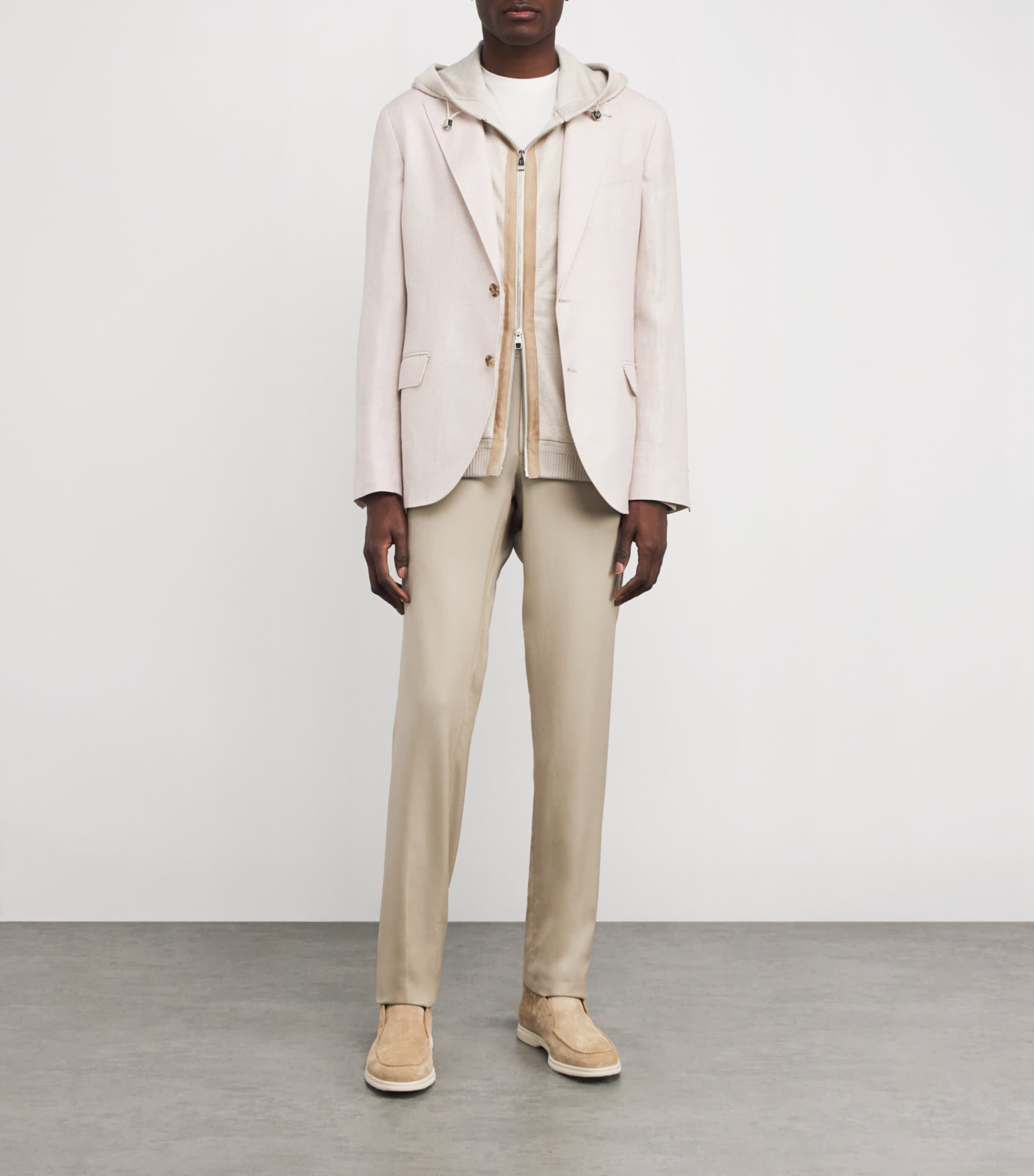 Wool-Linen-Silk Plaid Blazer BISCUIT PLAID Image 2