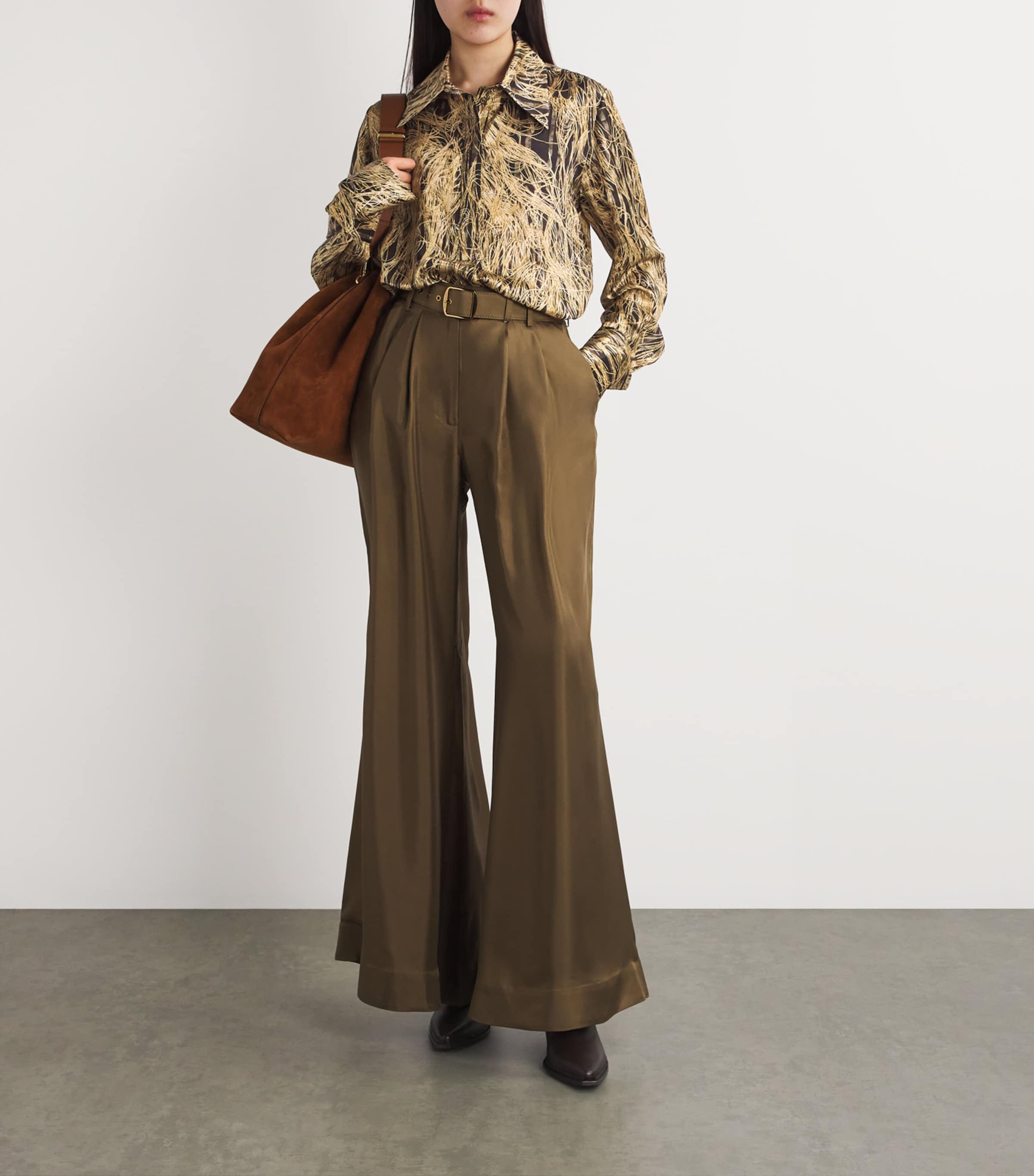 Roksanda Womens Silk Juniper Shirt Feather Scan Gold Image 2