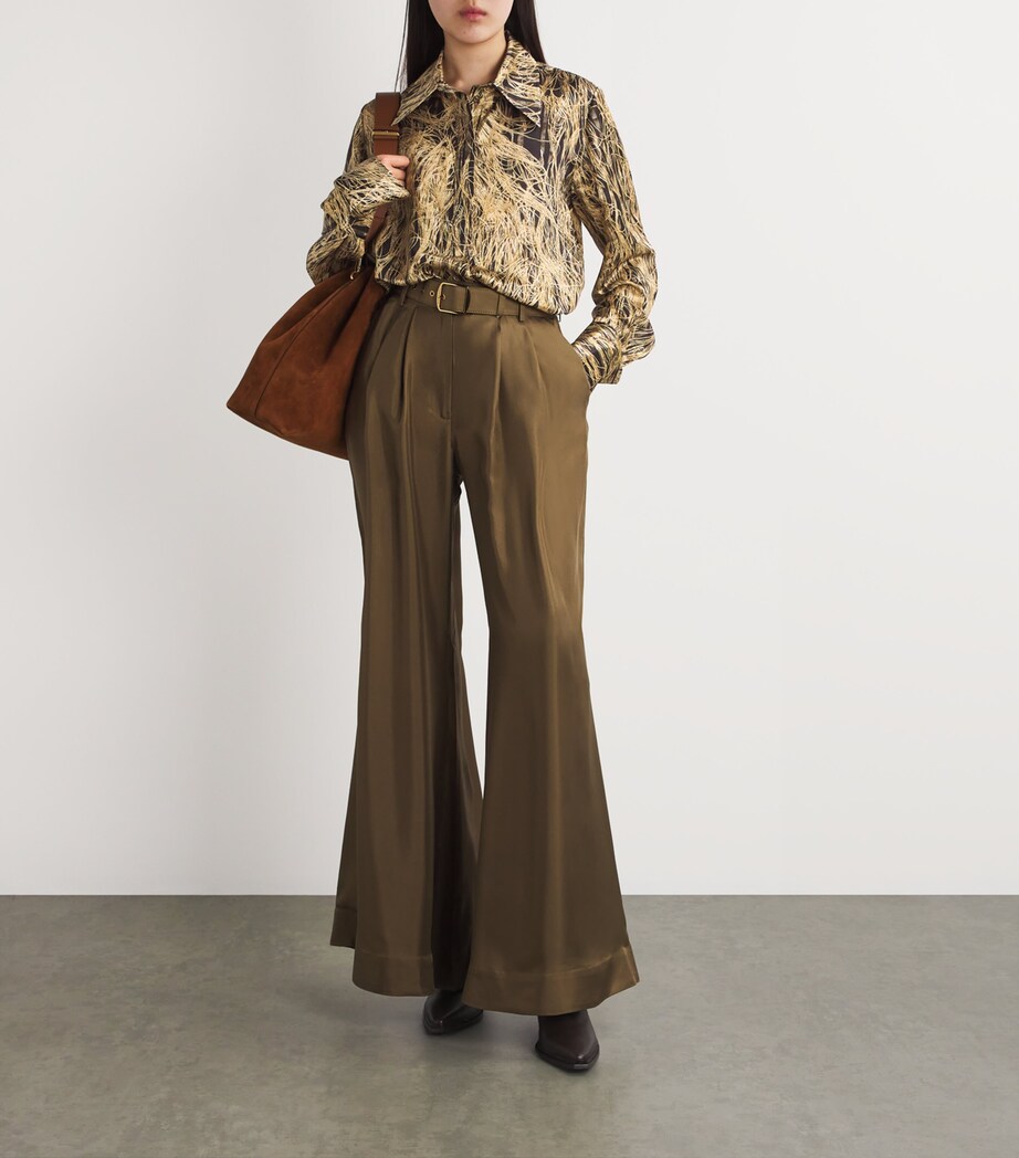 Roksanda Womens Silk Juniper Shirt Feather Scan Gold Image 2