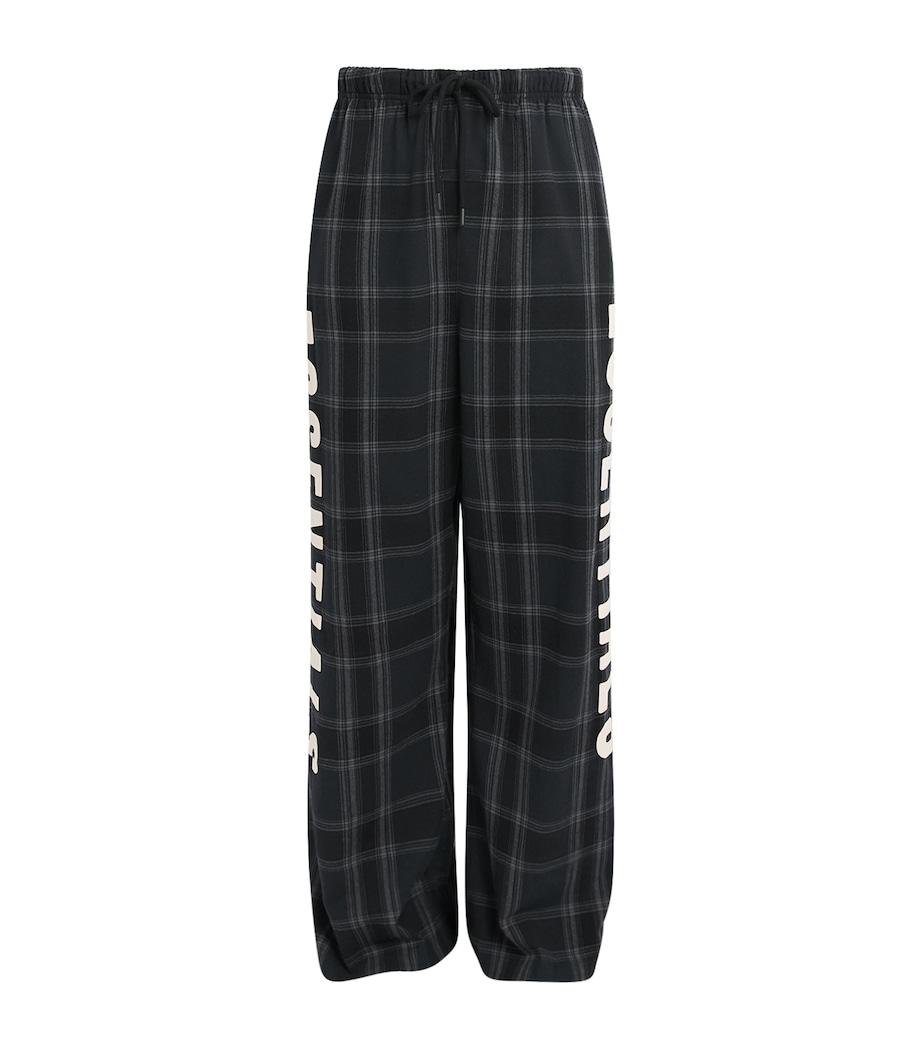 FEAR OF GOD ESSENTIALS Mens Flannel Check Lounge Trousers Vintage Blk Pld Image 1