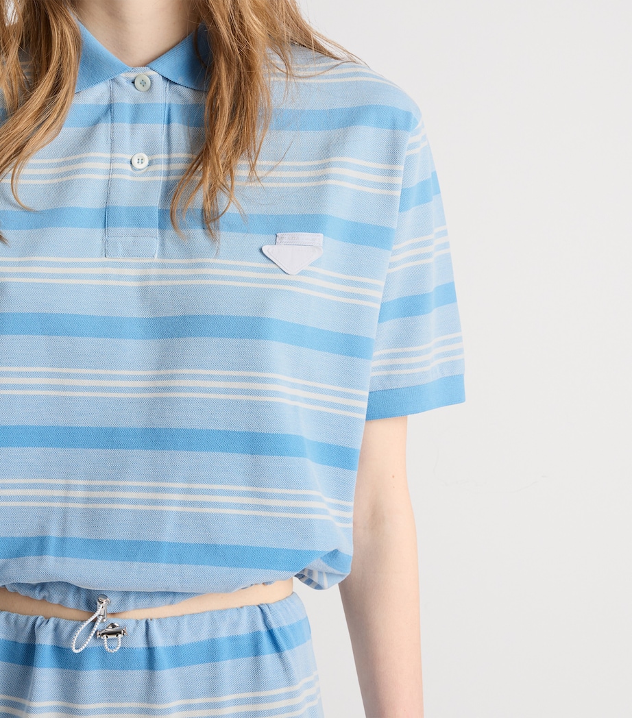 Prada Womens Cotton Piqué Stripe Polo Shirt Image 3