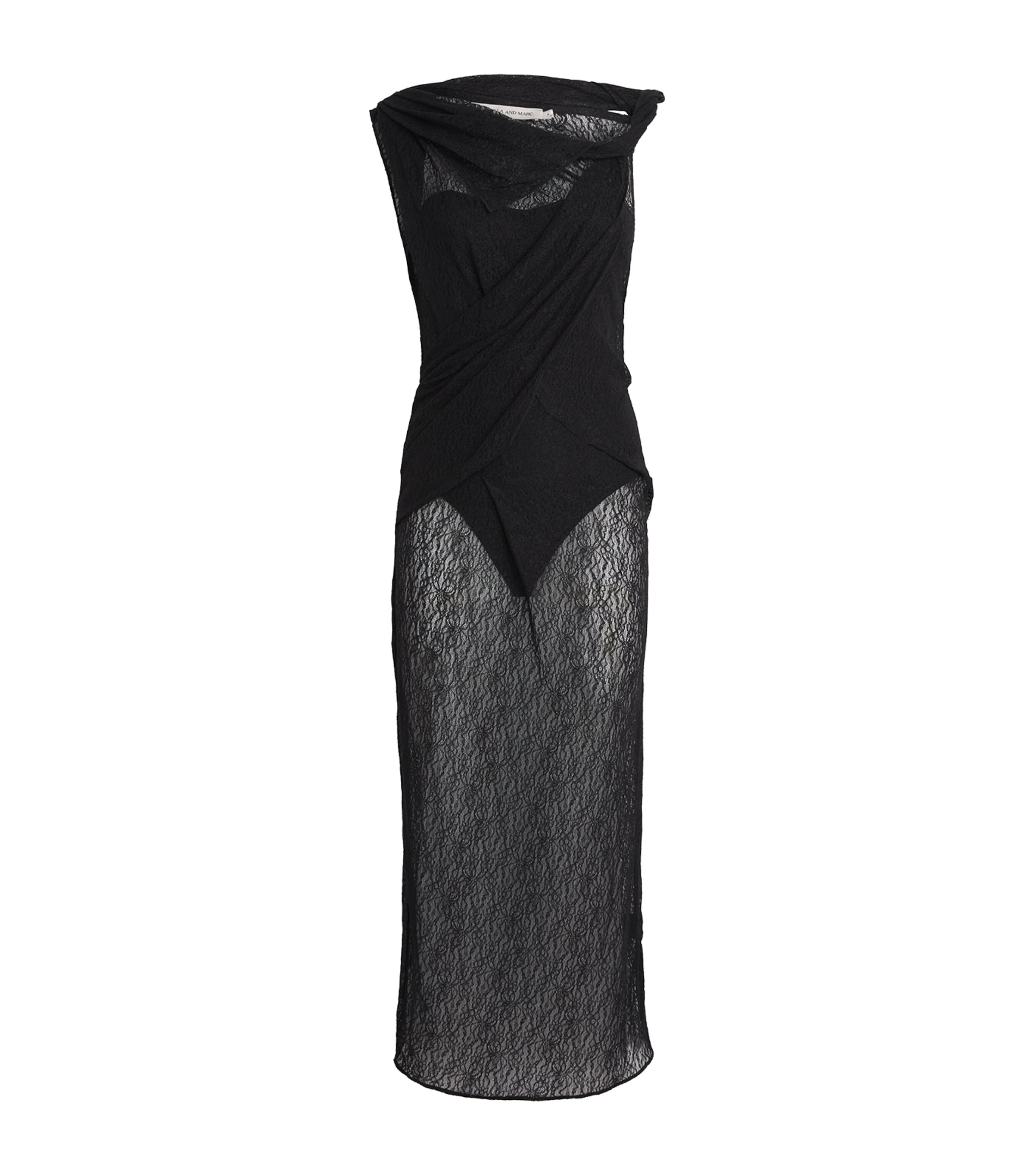 Camilla And Marc Lace Aperture Midi Dress In Black