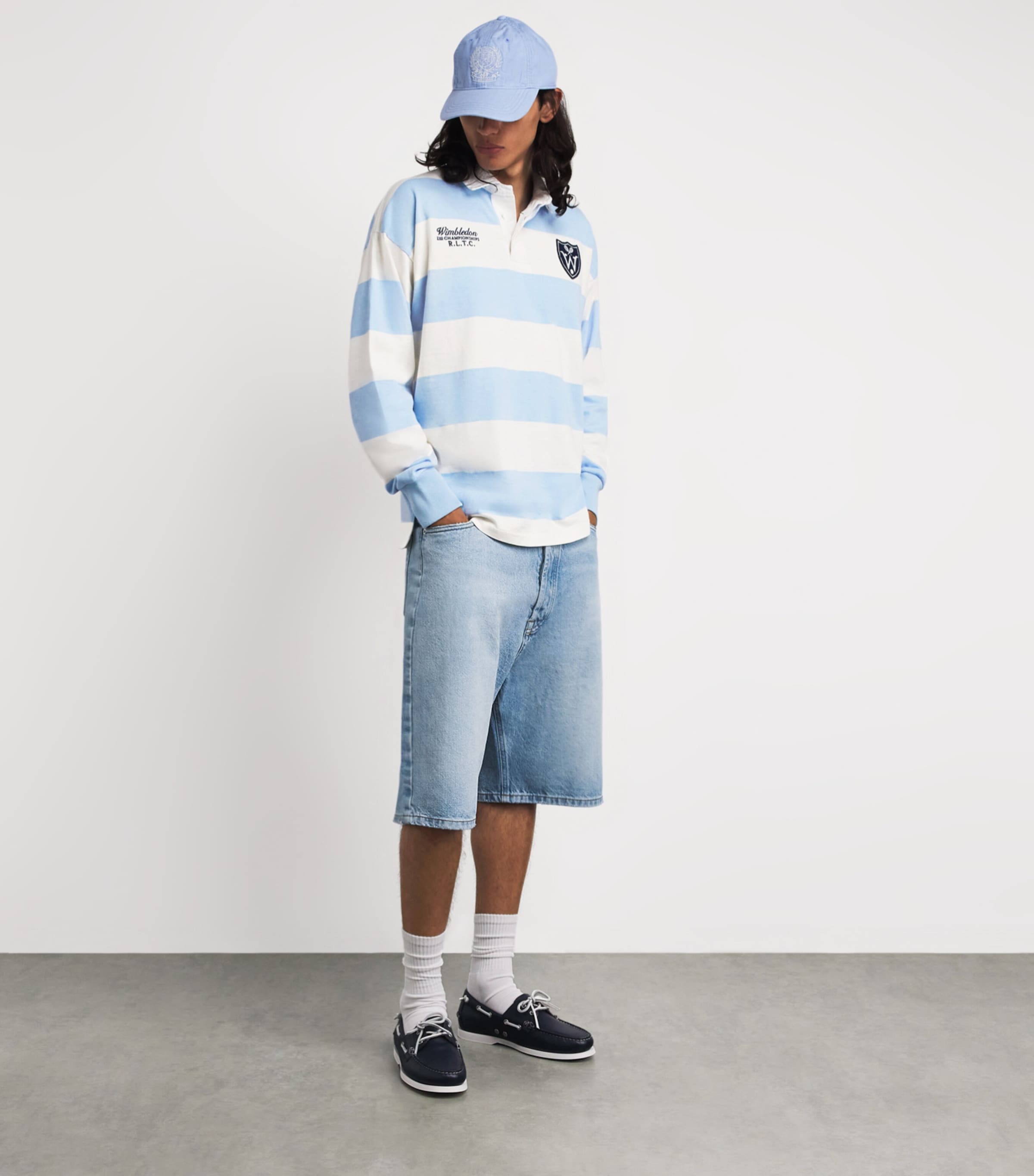 Polo Ralph Lauren Mens x Wimbledon Cotton Rugby Shirt Offce Blu/dckwsh Wht Image 2