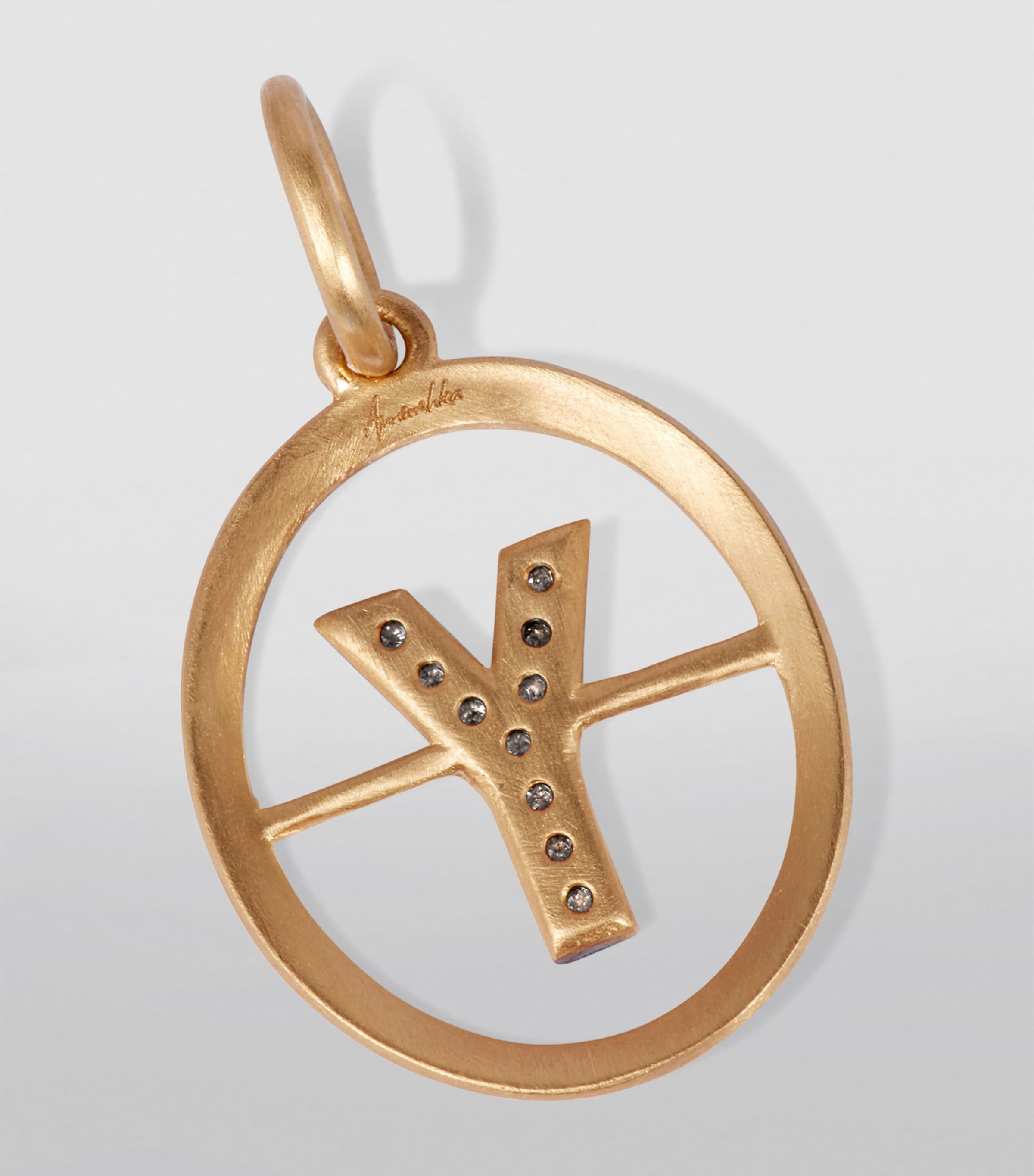 Yellow Gold and Diamond Initial Y Pendant YELLOW GOLD Image 2