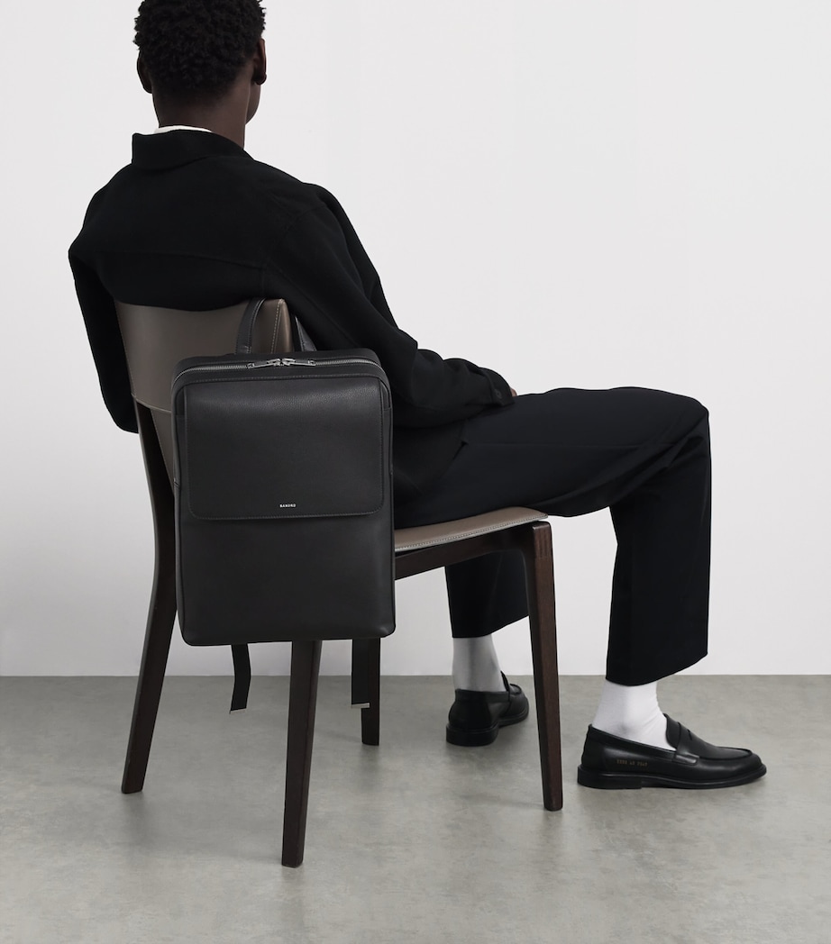 Leather Logo Backpack BLACK Image 5