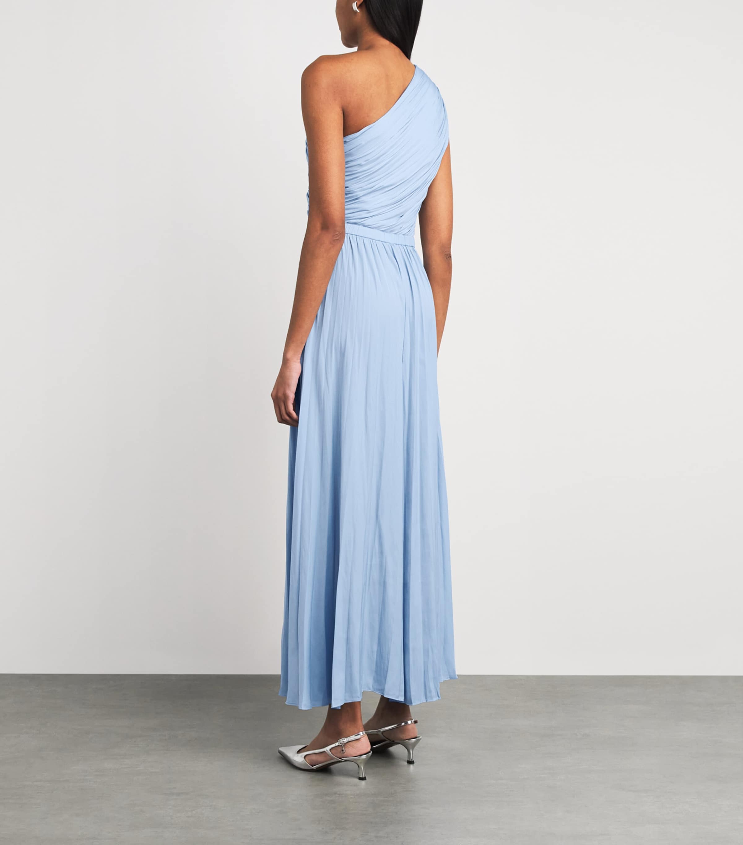 Maje Womens One-Shoulder Maxi Dress Blue Sky Image 4
