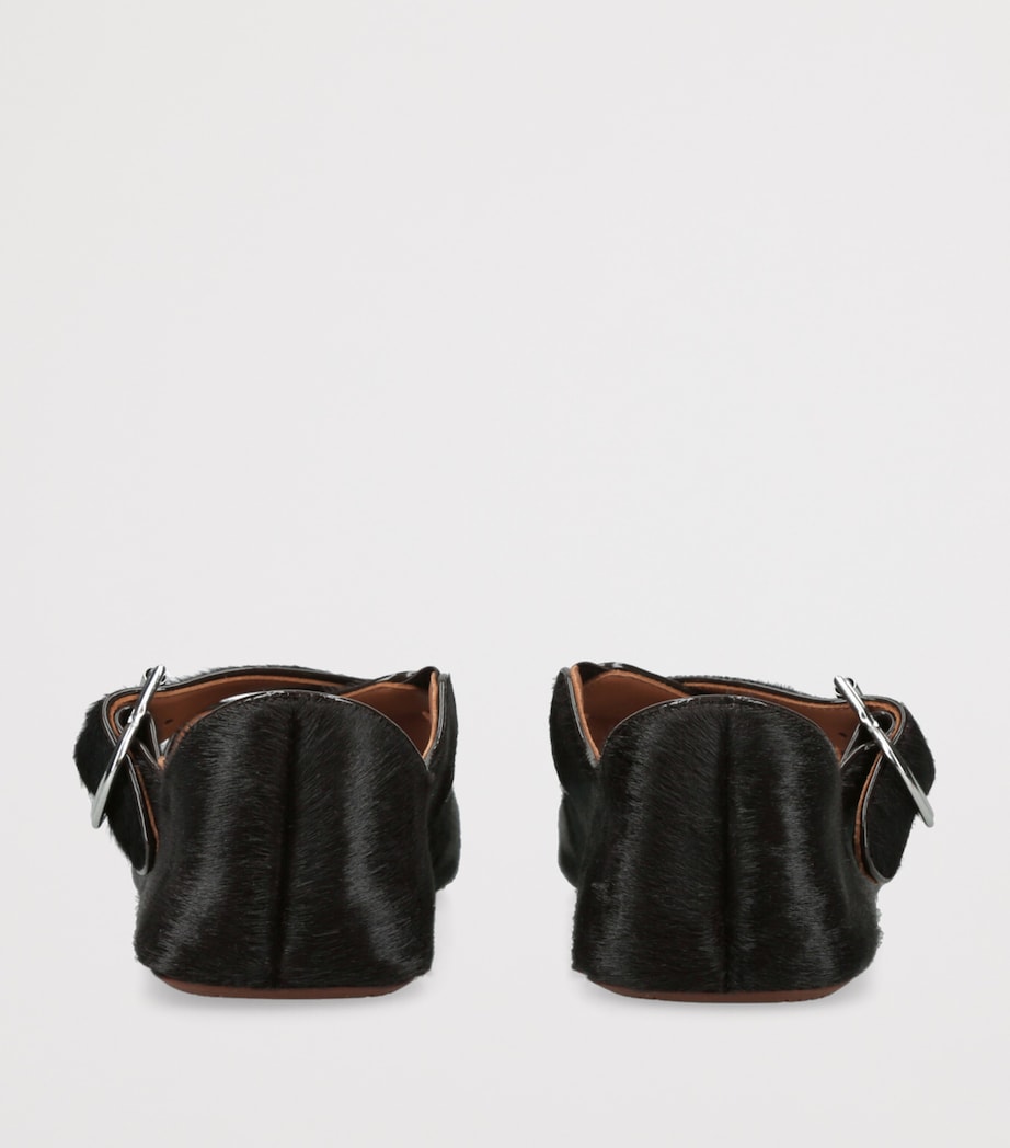 Pony Hair Criss-Cross Ballet Flats DARK BROWN Image 2