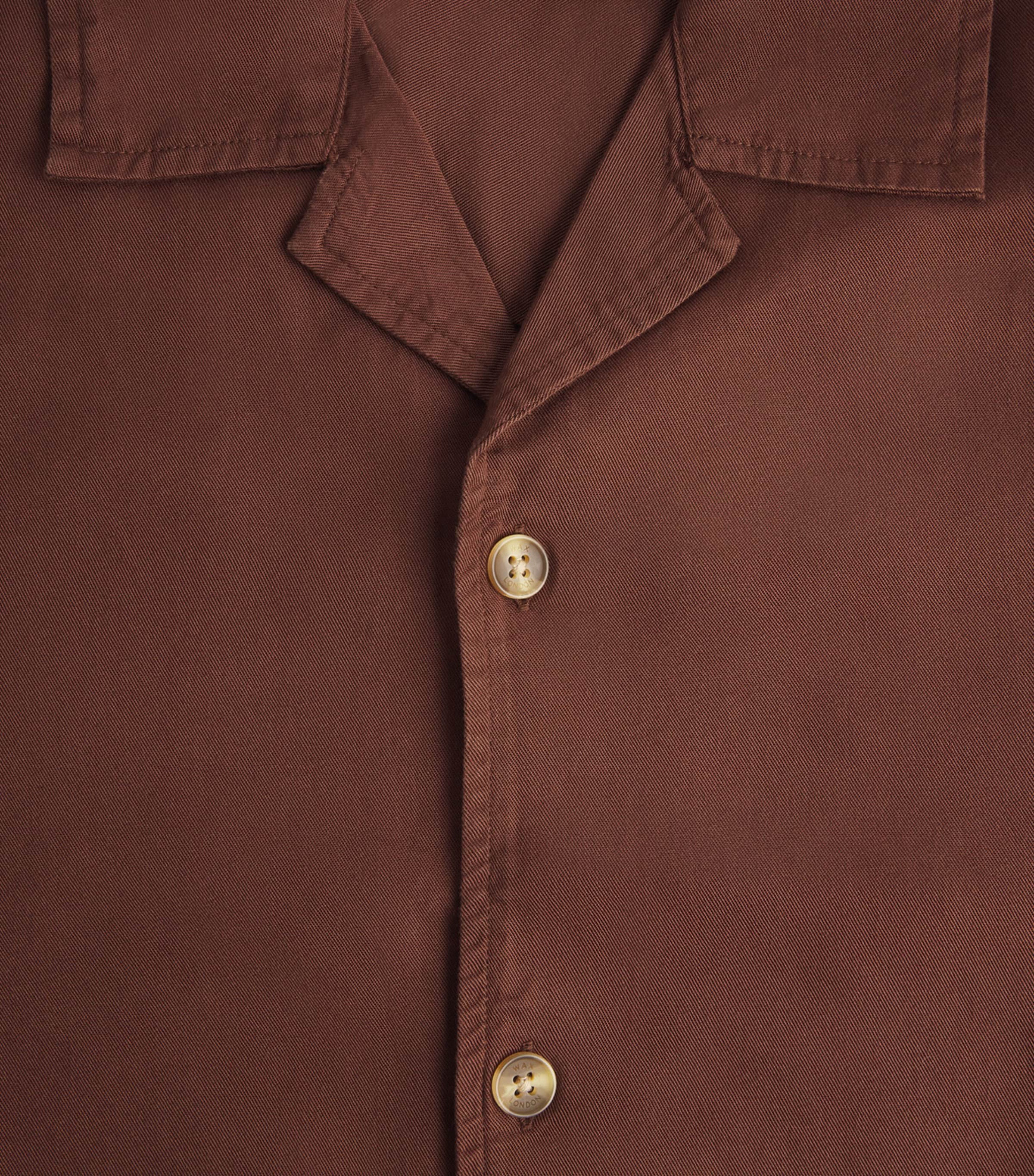 Wax London Mens Camp Collar Curzon Shirt Brown Image 6