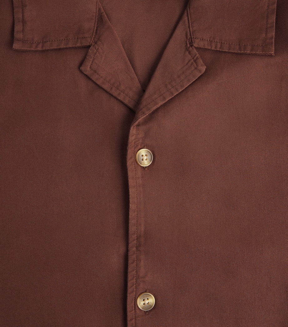 Wax London Mens Camp Collar Curzon Shirt Brown Image 6