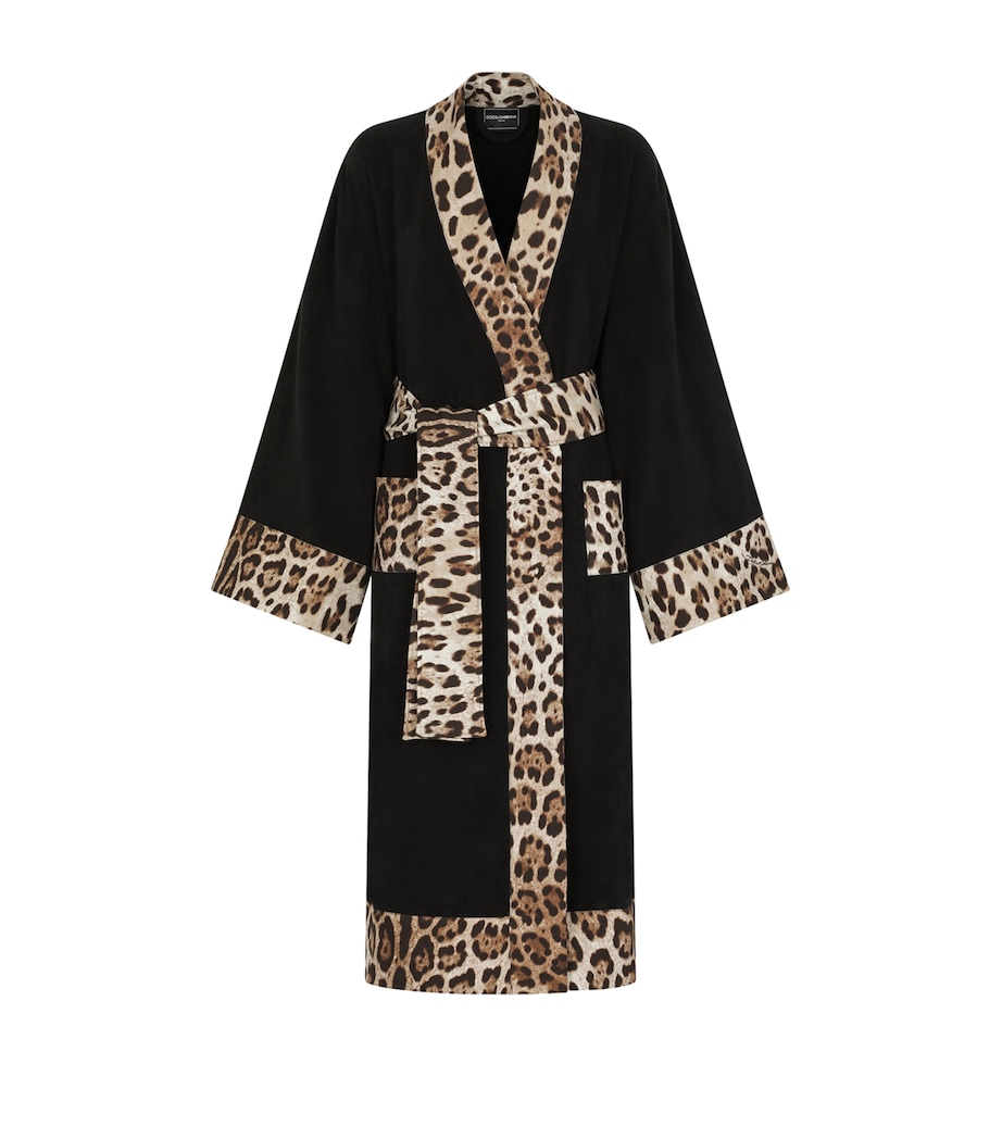 Terry Cotton Leopard Print Robe UL002 NERO LEOPARDO Image 1