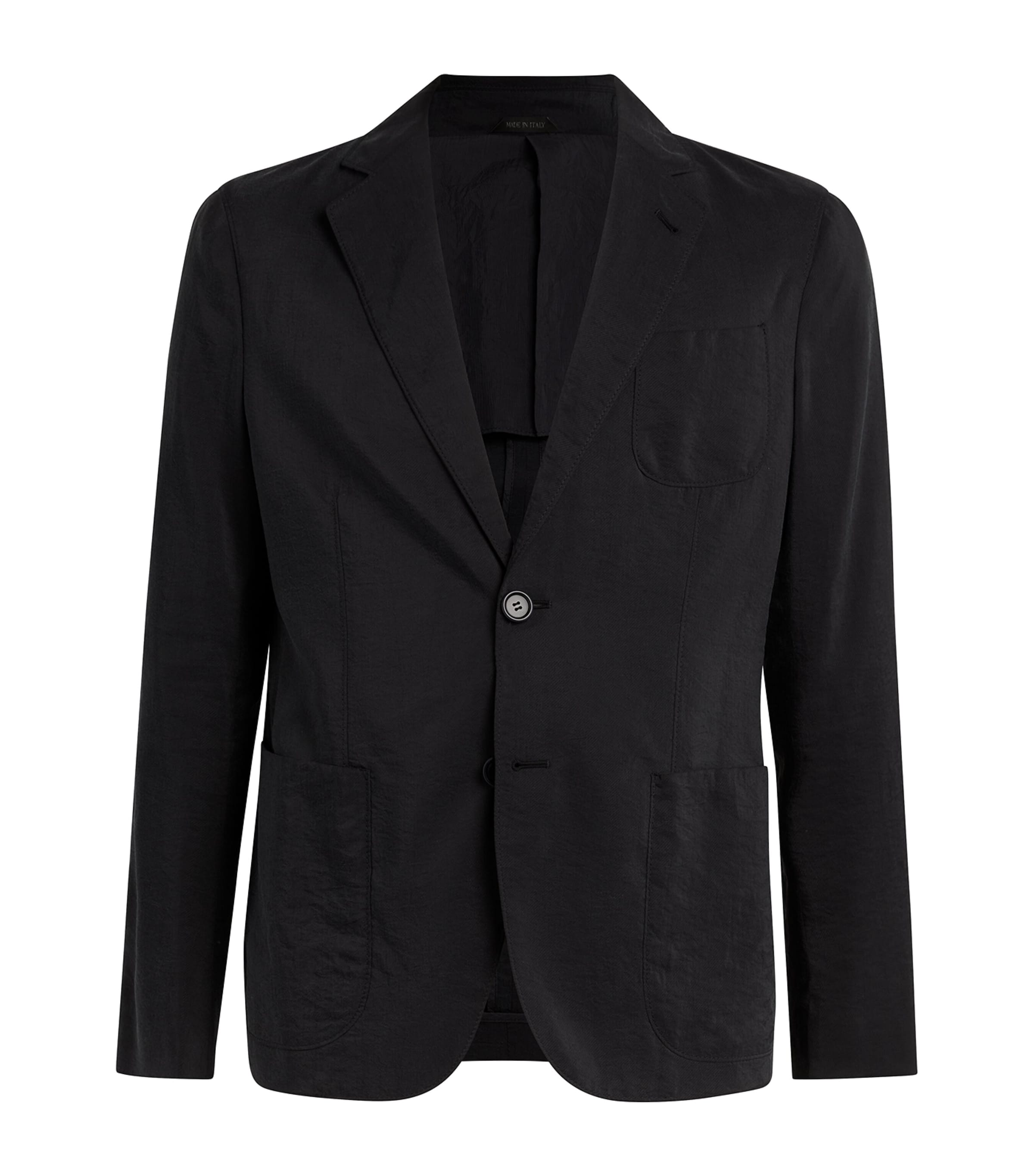 Shop Giorgio Armani Silk-blend Single-breasted Blazer In Blue