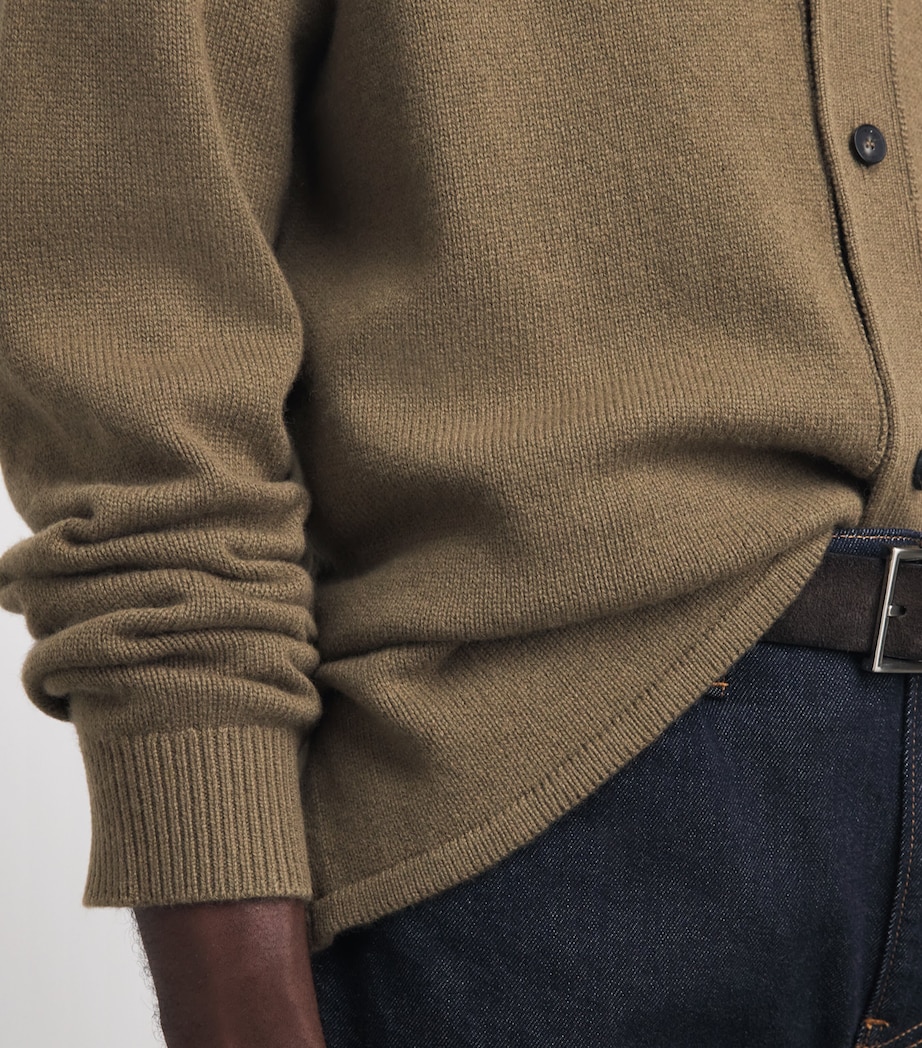 FRAME Mens Wool Collar Cardigan Brno Brown Olive Image 3