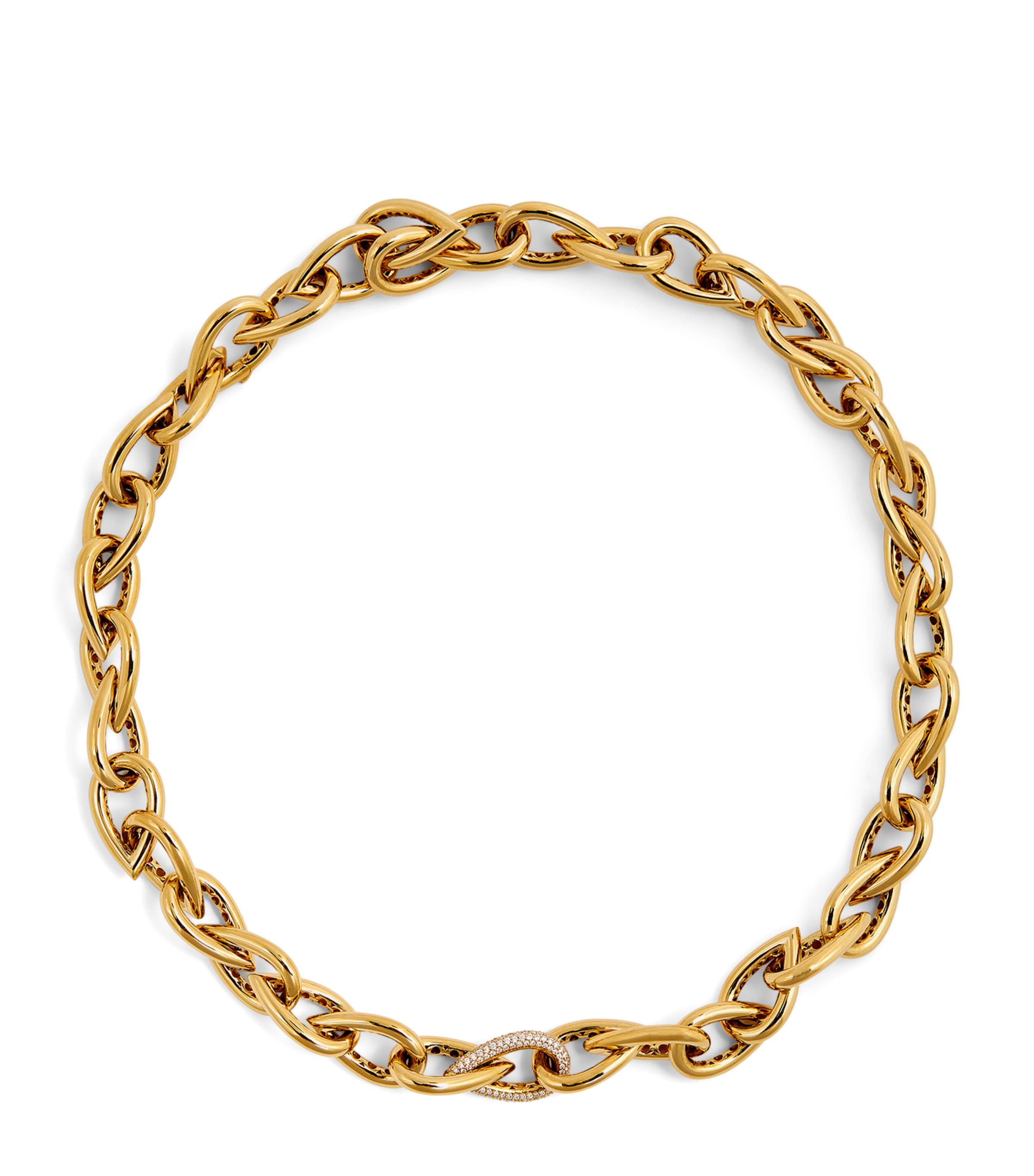 Engelbert Yellow Gold And Diamond Drop Links Necklace