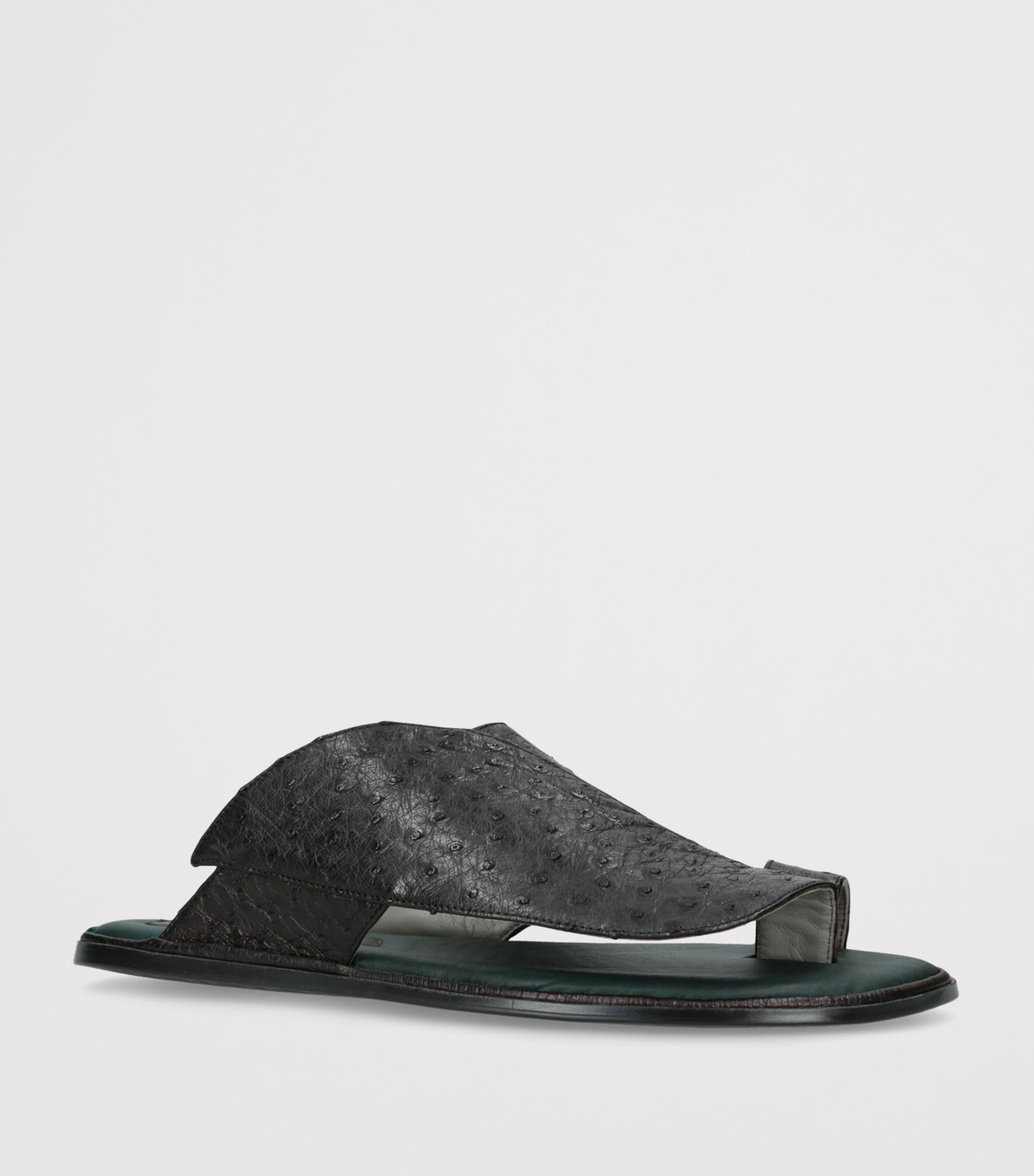 Lizard Leather Wave Sandals BLACK Image 3