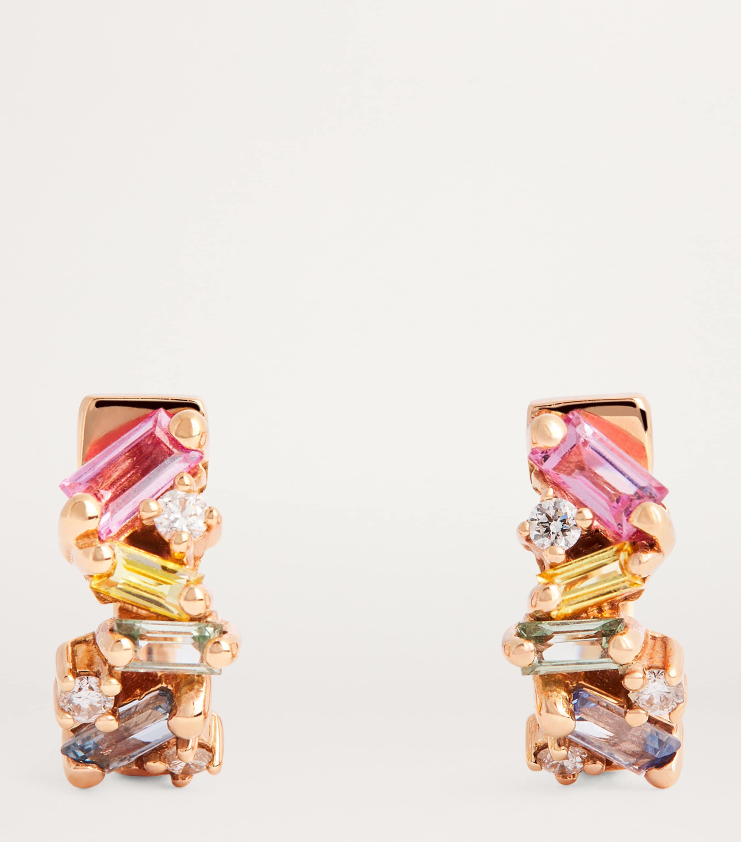 Rose Gold, Diamond and Sapphire Frenzy Huggie Earrings 18K RG/PS Image 3