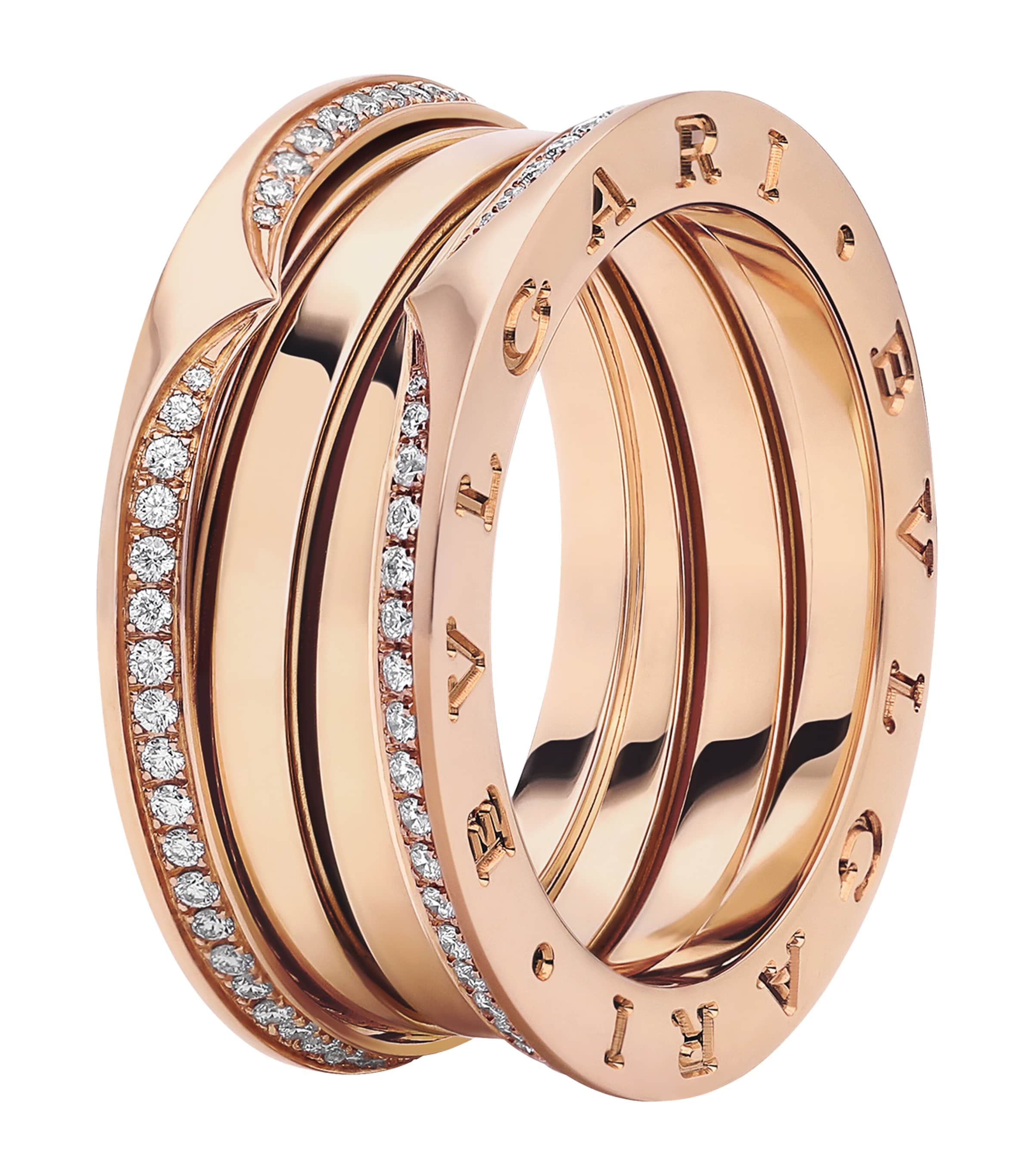 Rose Gold and Diamond B.zero1 Three-Band Ring ROSE GOLD Image 1