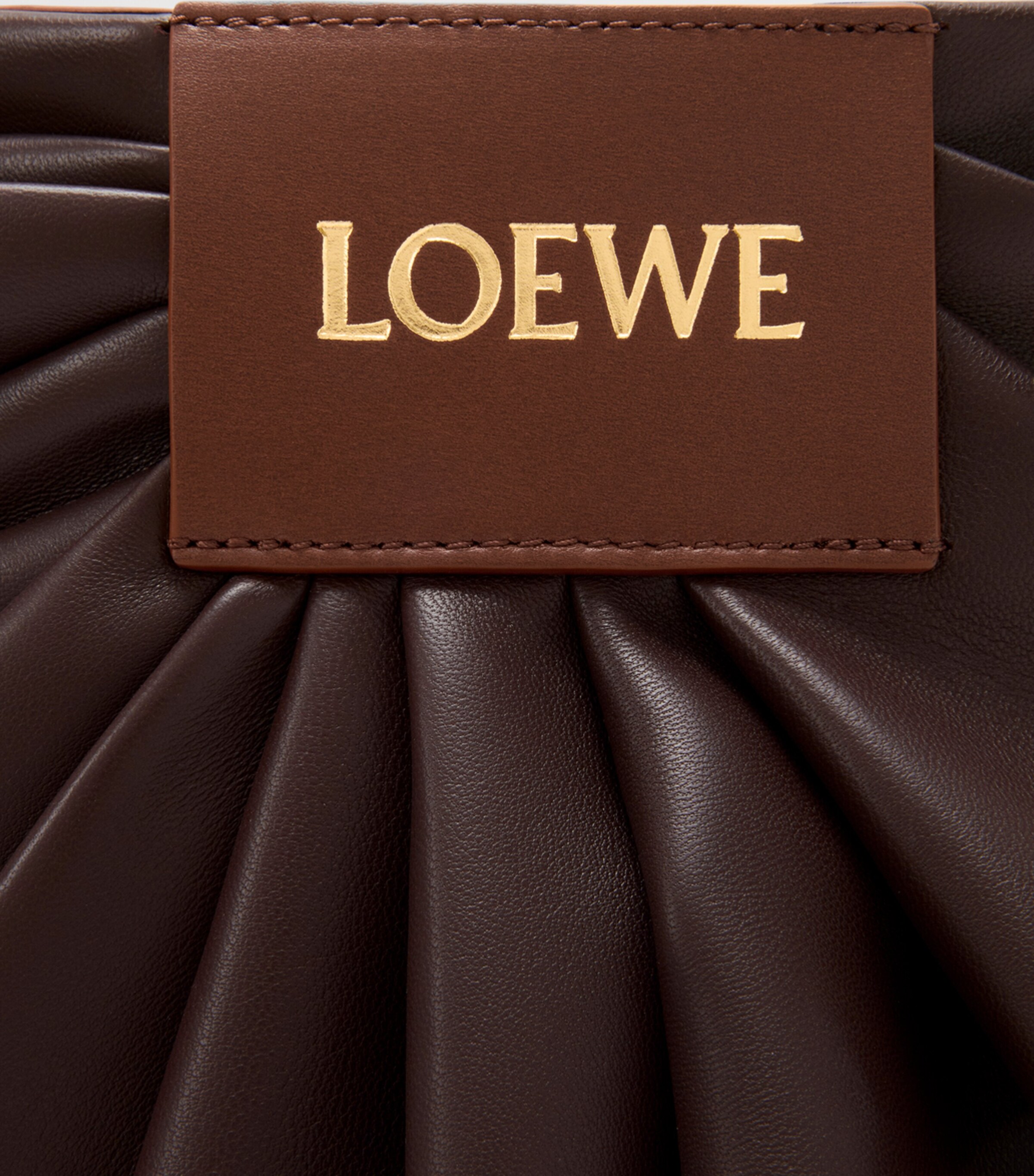 Leather Draped Tote Bag DARK CHESTNUT Image 9