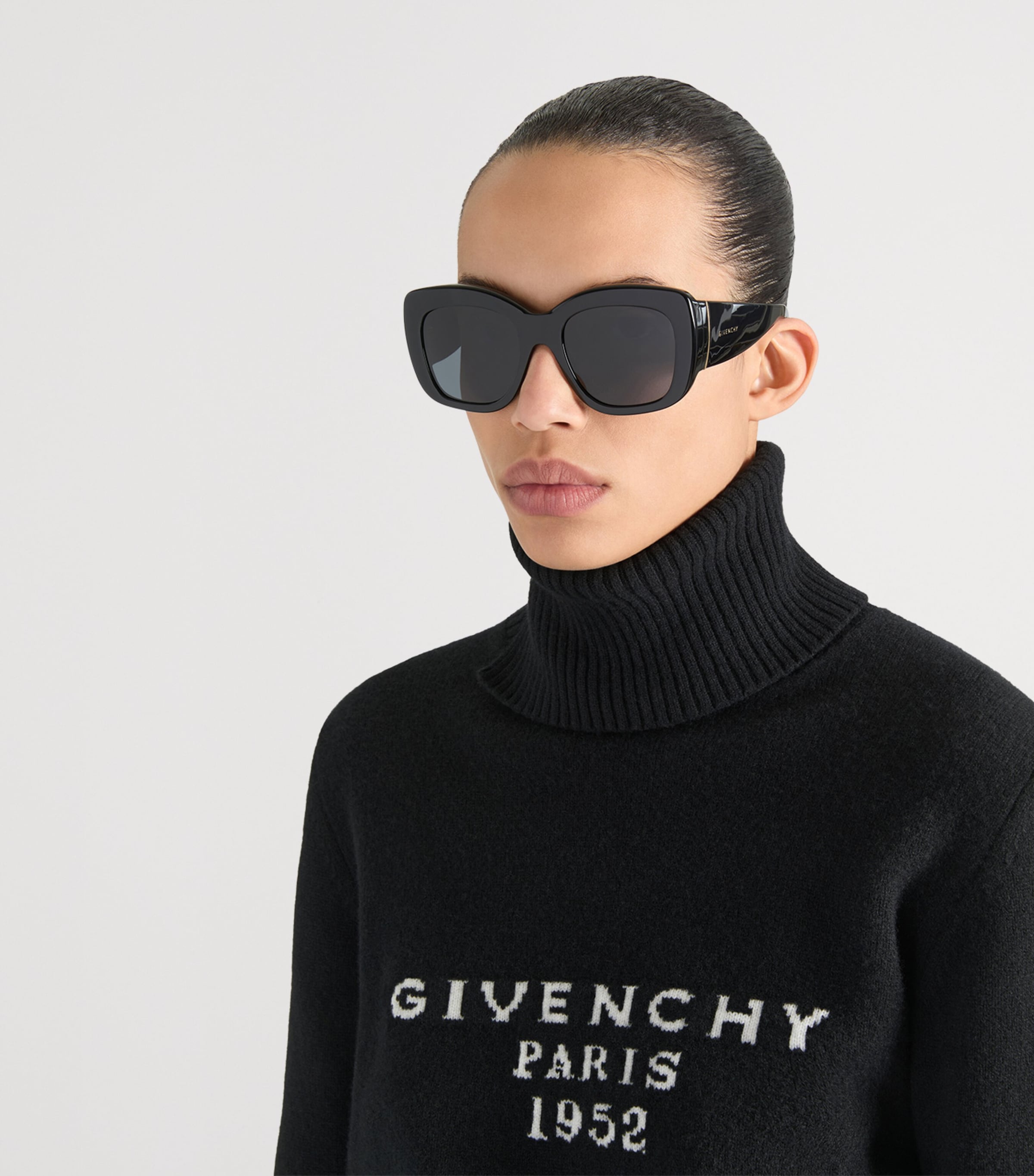 Acetate Bold Sunglasses BLACK Image 2