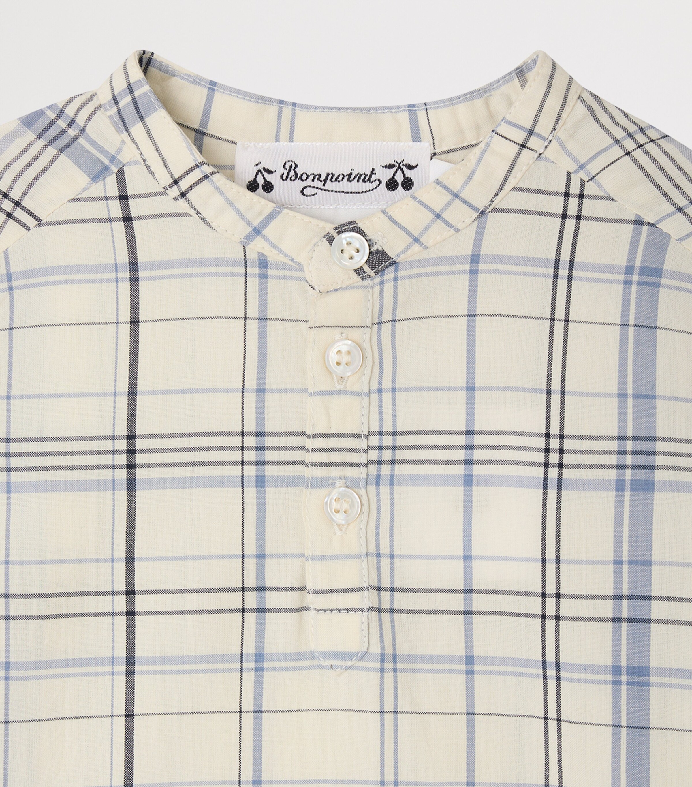Bonpoint Cotton Check Shirt (6-18 Months) Ca Bleu Image 3