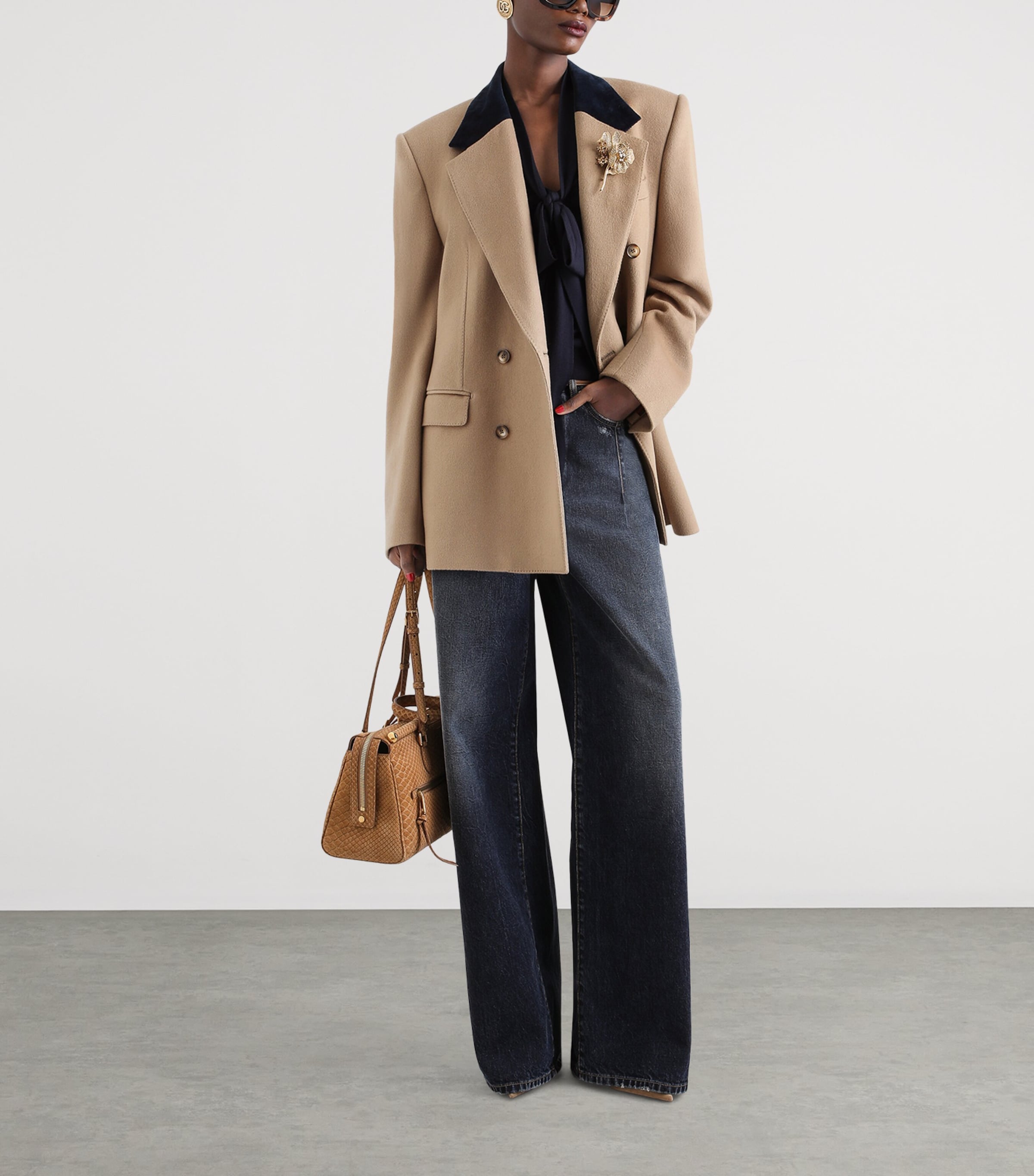 Dolce&Gabbana Womens Cashmere Double-Breasted Blazer Beige Image 2