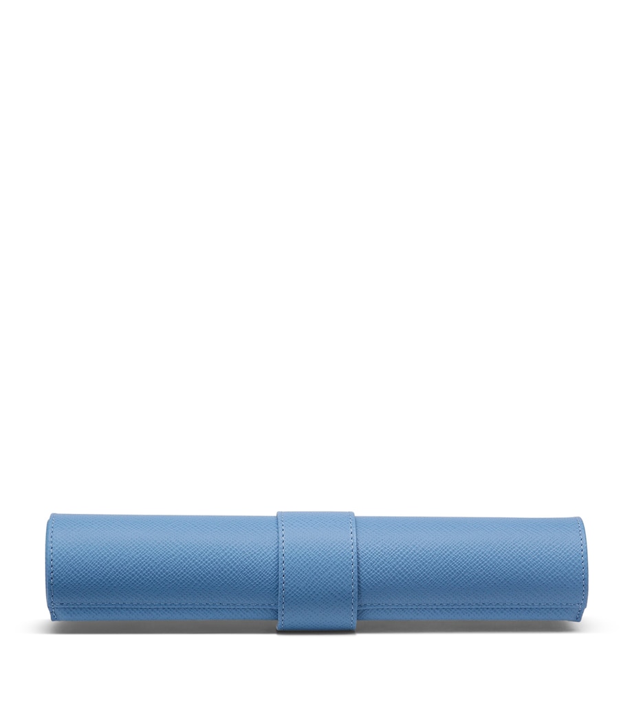 Smythson Leather Backgammon Travel Roll Set Nile Blue Image 1
