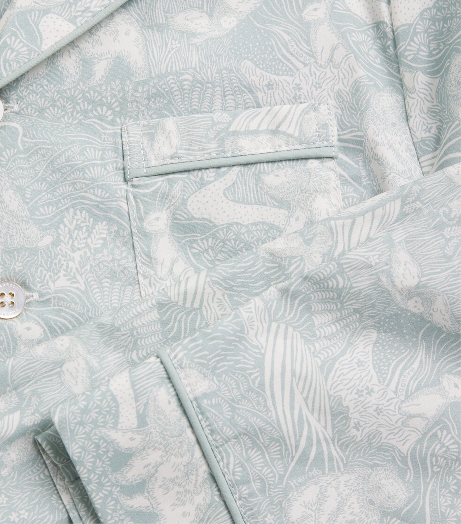 Cotton Woodland Bear Print Pyjama Set (2-8 Years) BLUE Image 4