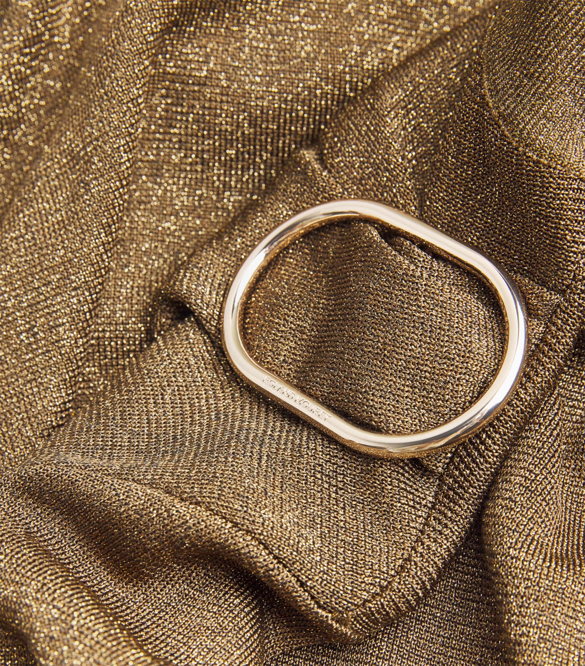 Metallic Knit Draped Maxi Dress KHAKI Image 5