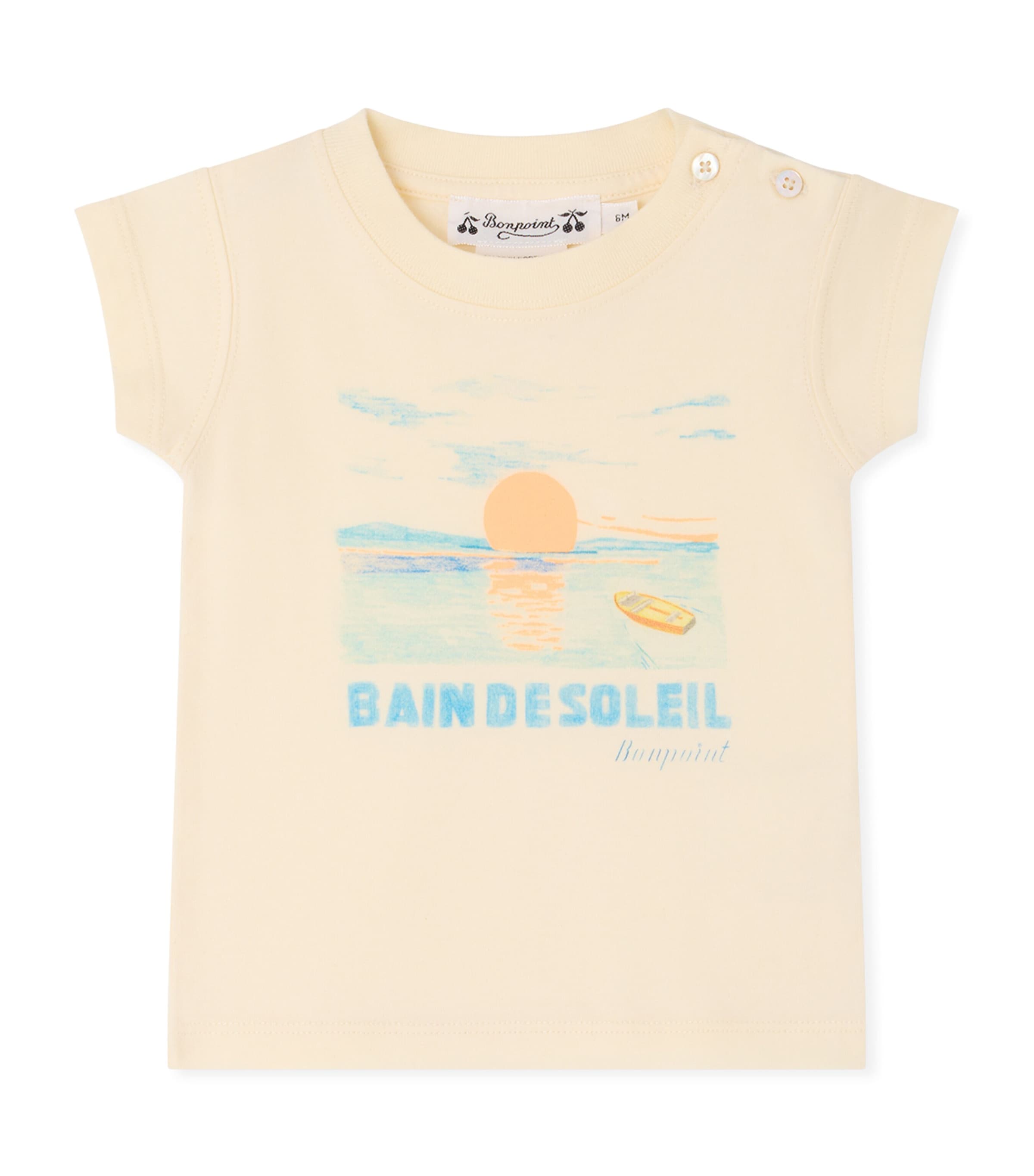 Bonpoint Cotton Printed T-Shirt (6-18 Months) Upb Ecru Image 1
