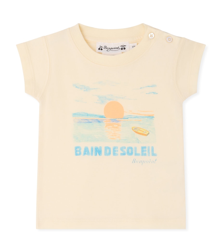 Bonpoint Cotton Printed T-Shirt (6-18 Months) Upb Ecru Image 1
