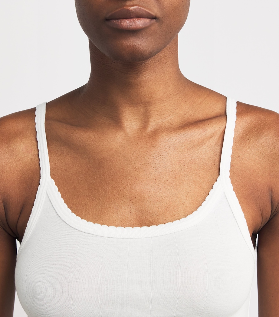 Stretch-Cotton Pointelle Camisole Top SNOW Image 6