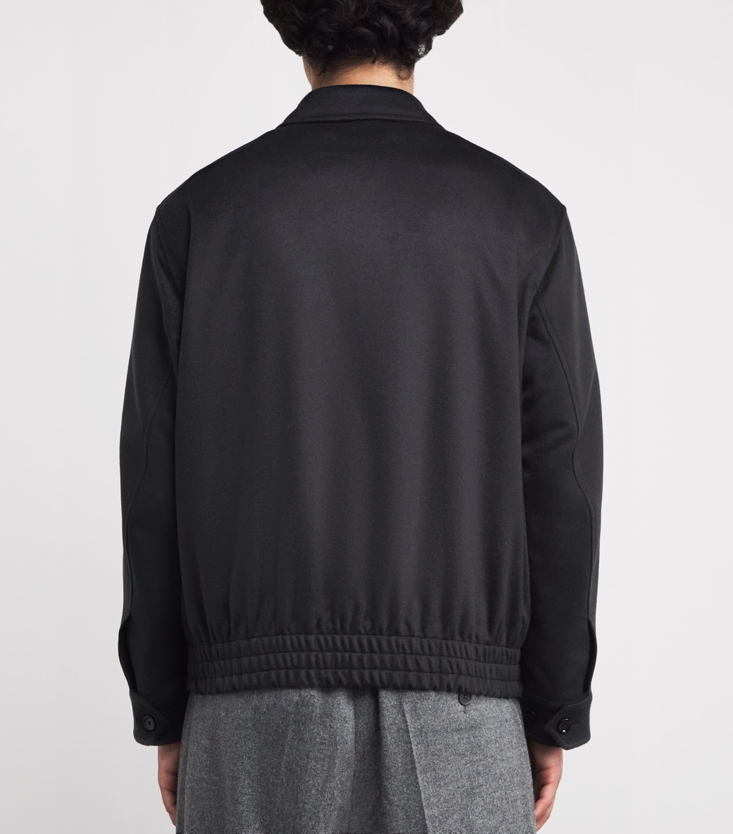 Cashmere-Wool Bomber Jacket 850-NAVY Image 4