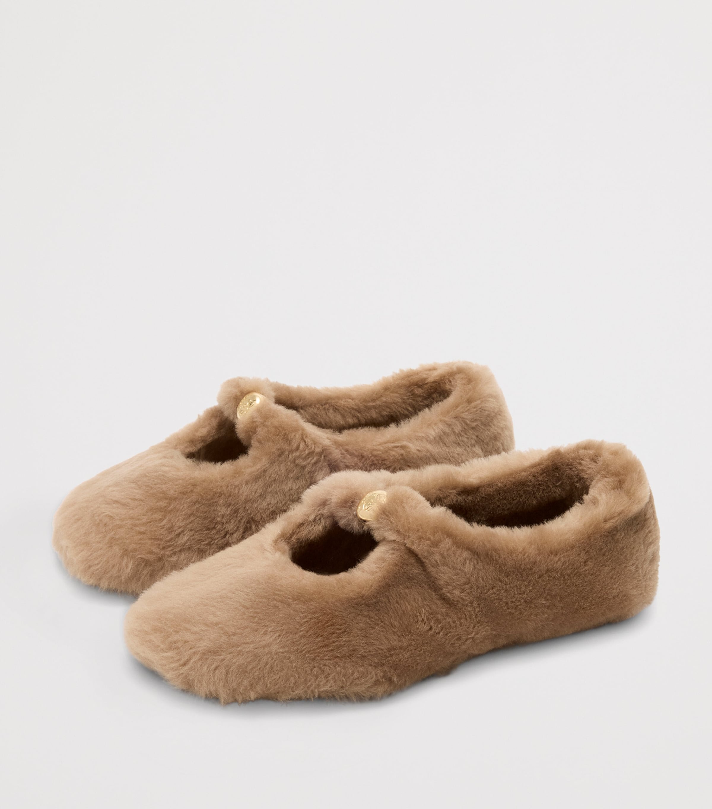 Shearling Pebble Ballet Flats OAK Image 3