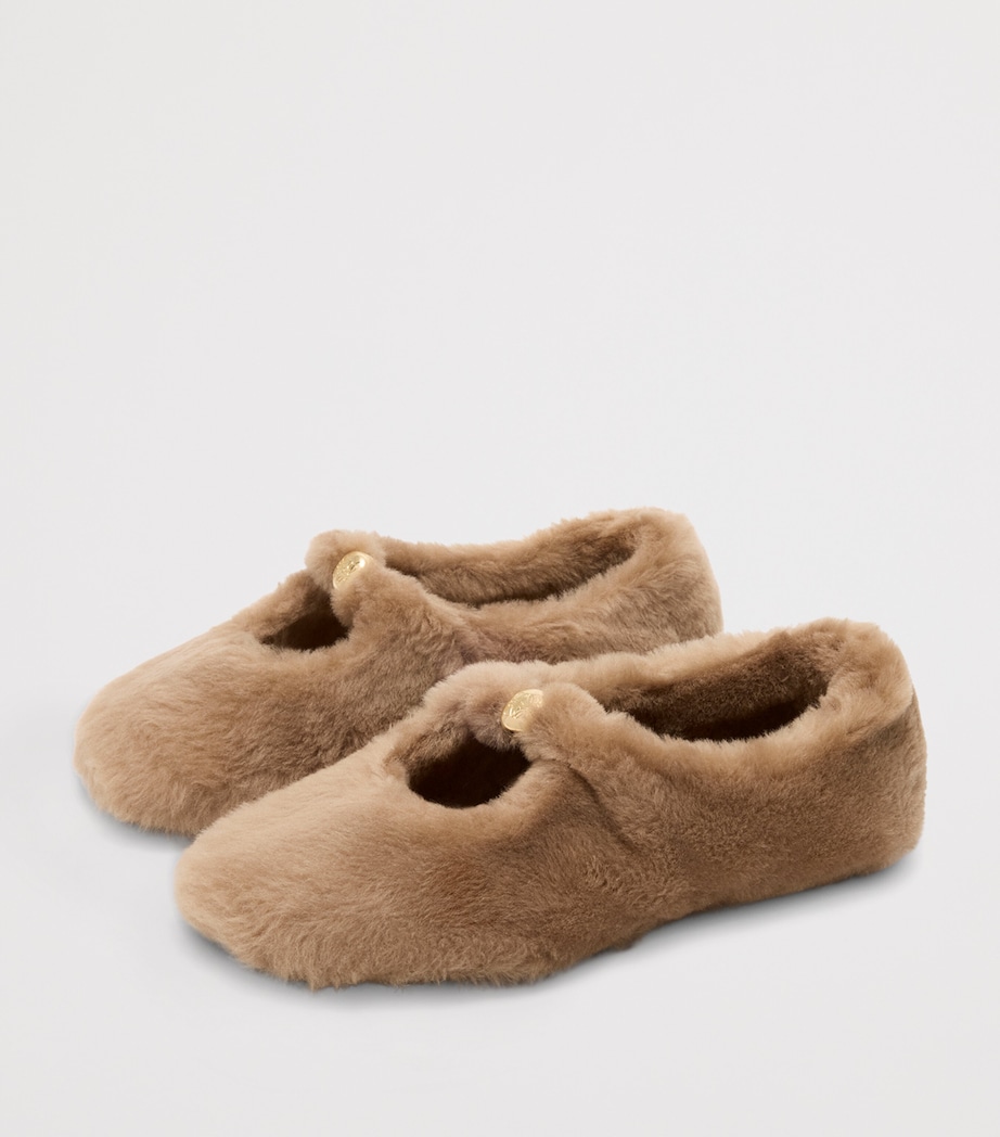 Shearling Pebble Ballet Flats OAK Image 3