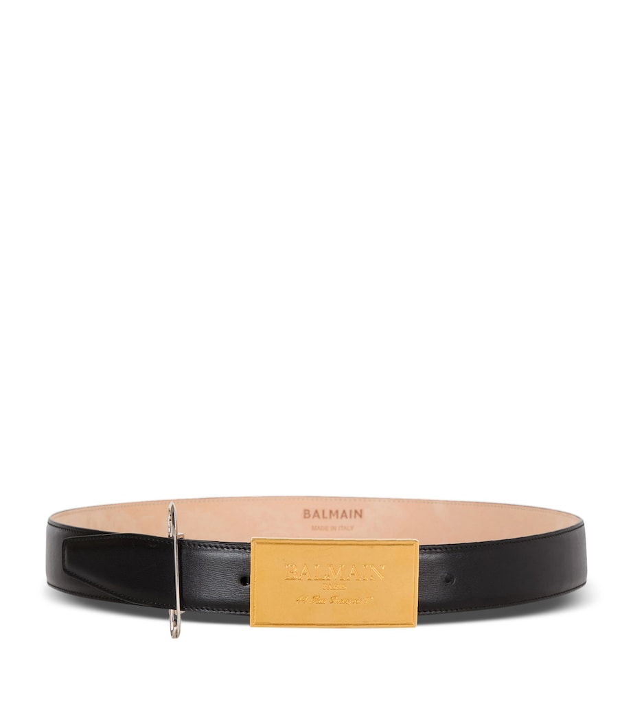 Balmain Leather Safety Pin Belt Noir/argent/brass Image 1