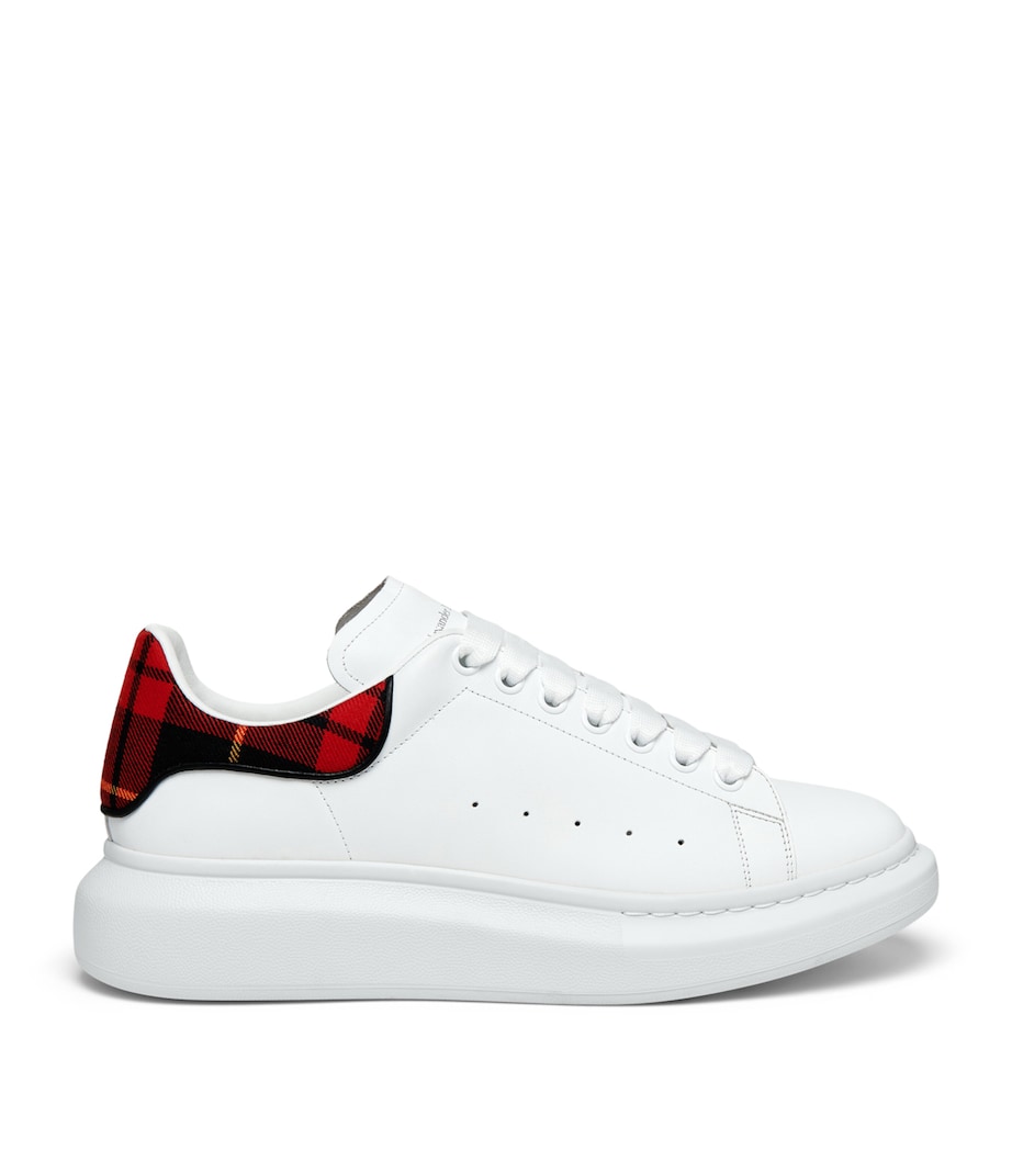 McQueen Leather Tartan-Trim Oversized Sneakers Image 1