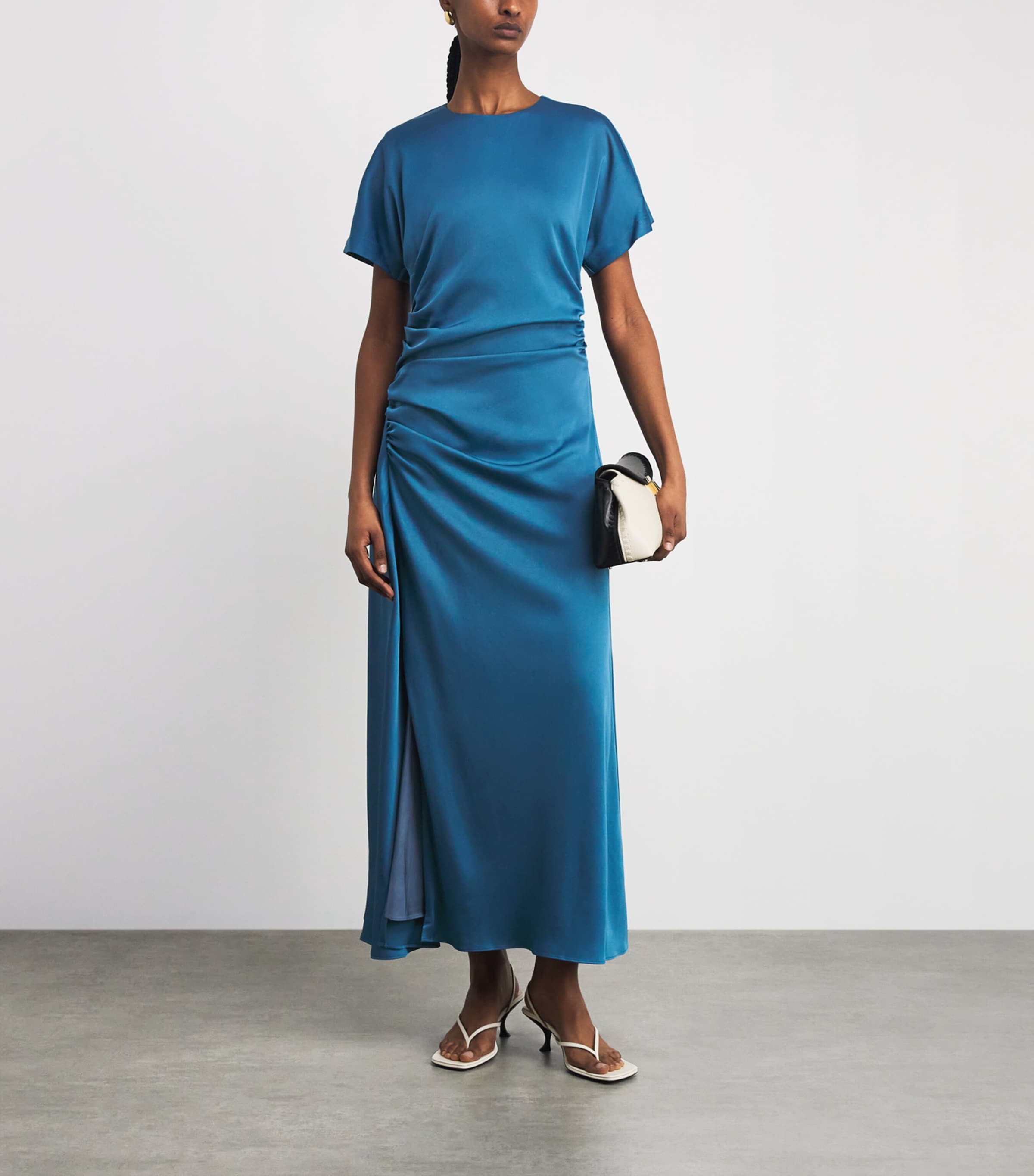 Simkhai Womens Satin Draped Marabella Midi Dress Washed Indigo Image 2