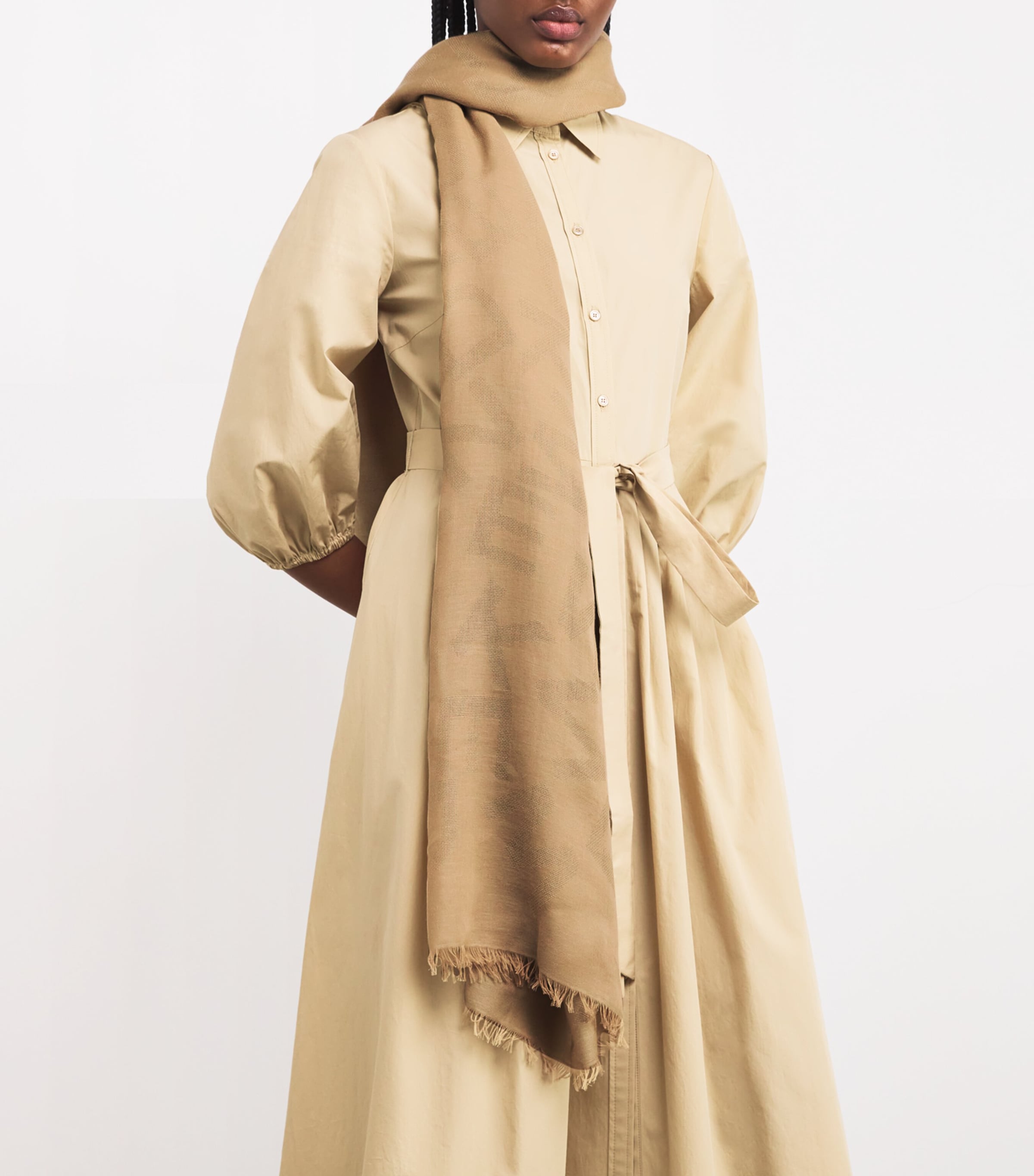 Jacquard Stole Scarf CAMEL Image 4