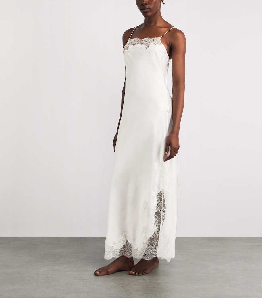 Carine Gilson Womens Silk Lace-Trim Slip Dress Nat/nat Image 2
