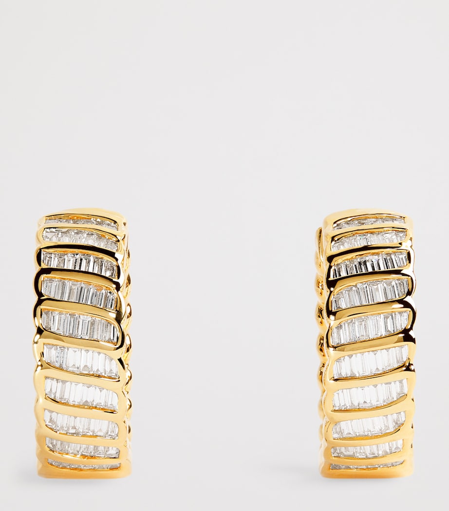 Yellow Gold and Diamond Zoe Hoop Earrings YELLOW GOLD Image 3