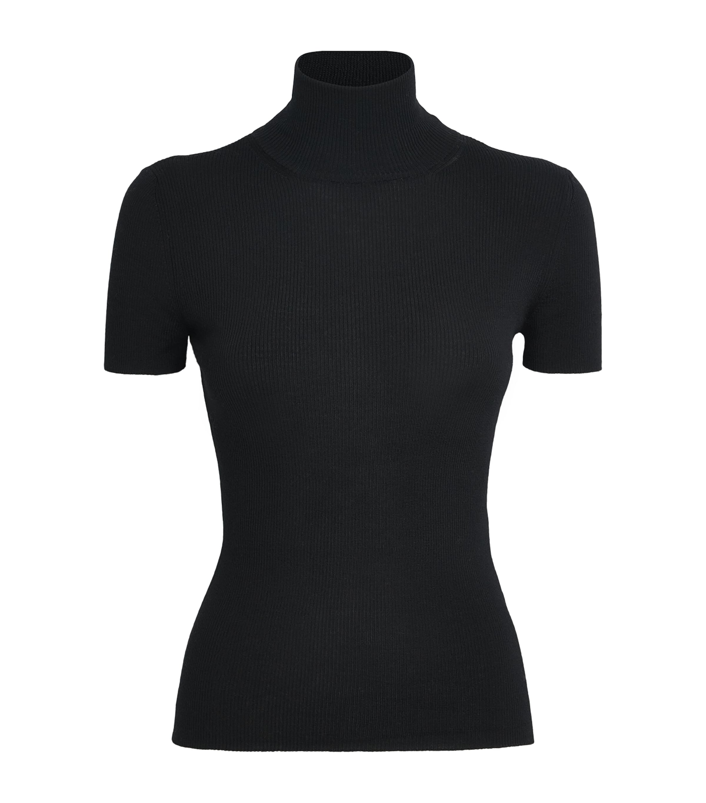 Max Mara Virgin Wool Short-sleeve Sweater In Black