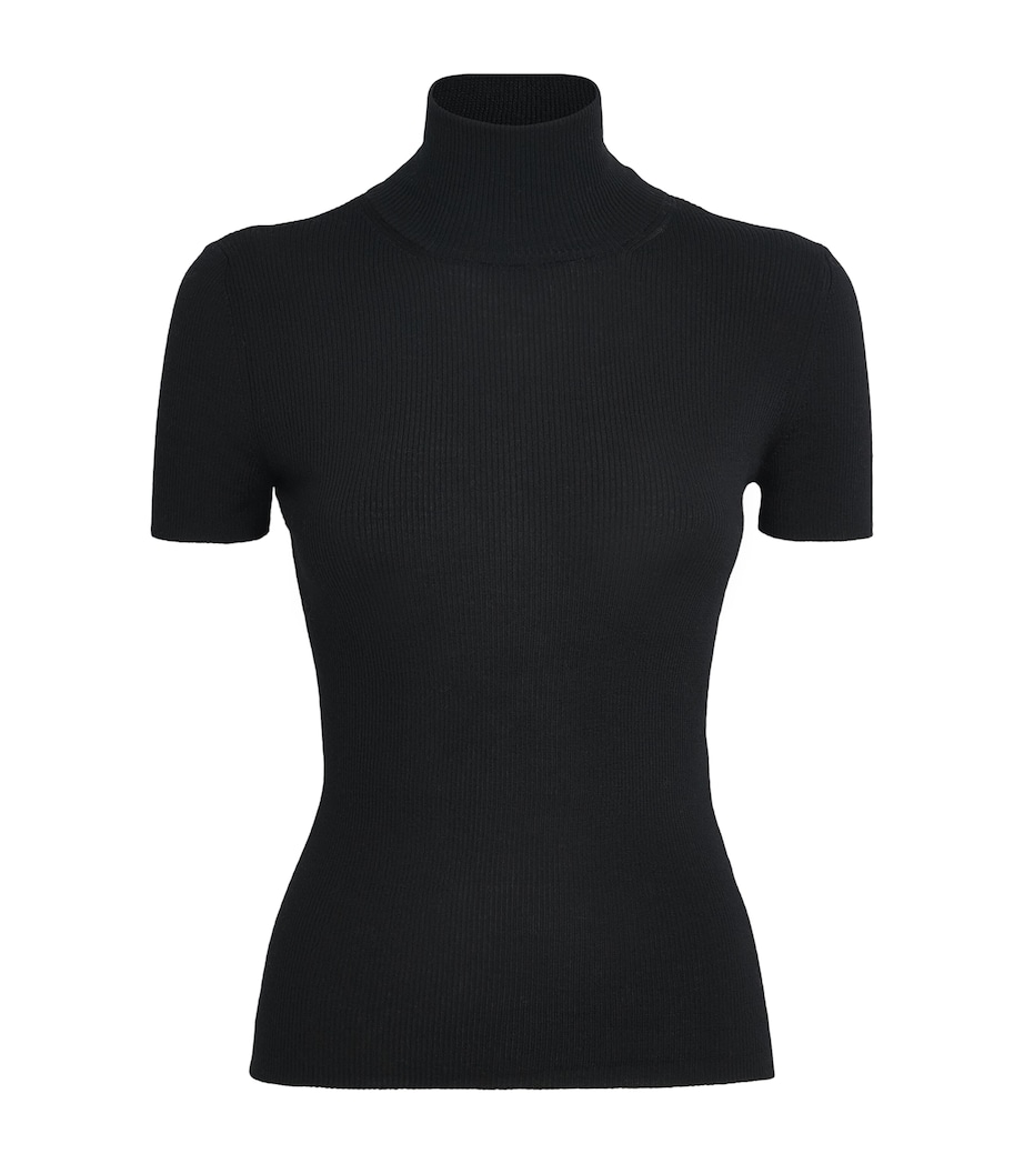 Virgin Wool Short-Sleeve Sweater BLACK Image 1